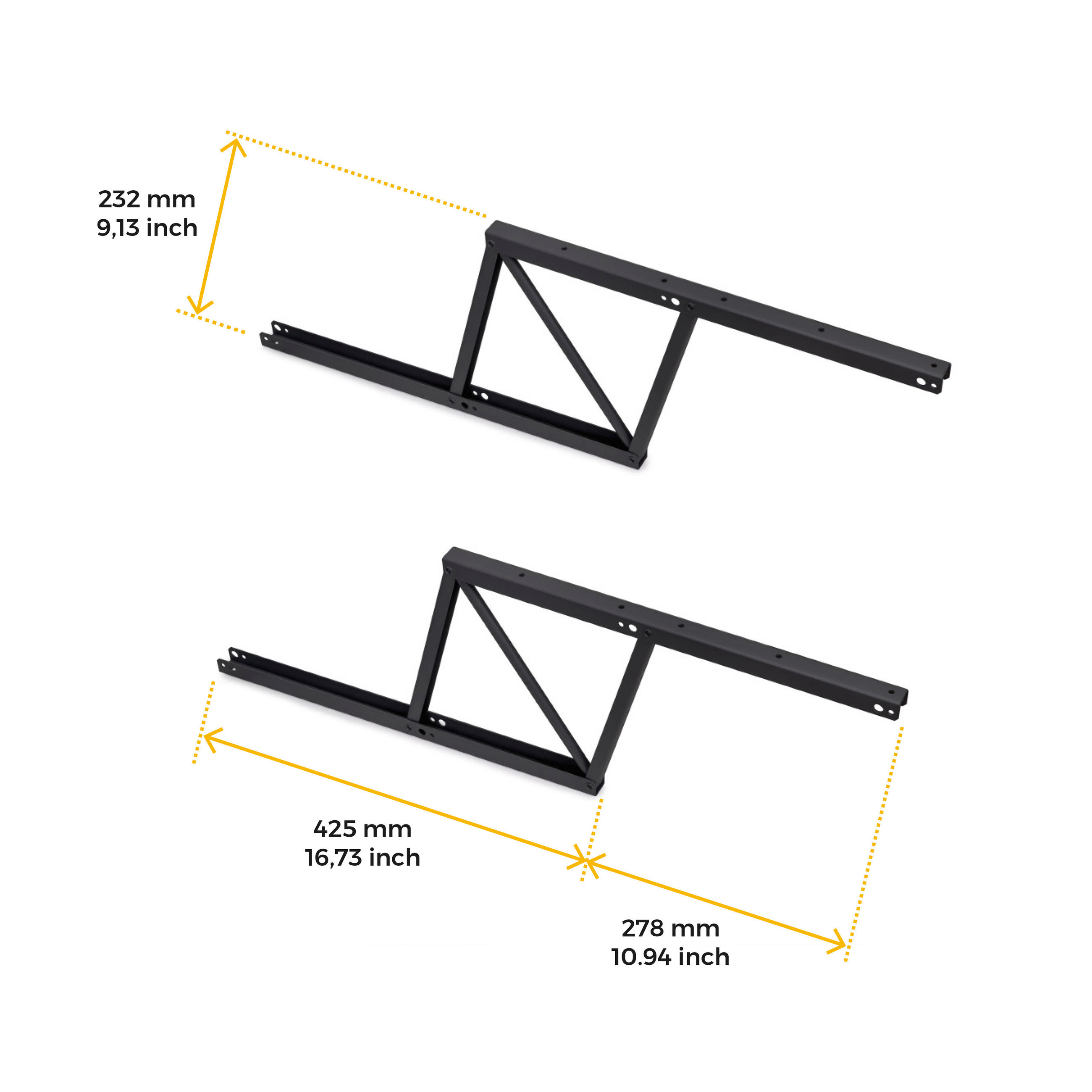 HEBEVORRICHTUNGEN für Couchtische, ermöglicht das Anheben des Tisches um 192mm, Stahl, Schwarz lackiert - Schwarz, Metall (42.5/2.1/4cm) - EMUCA