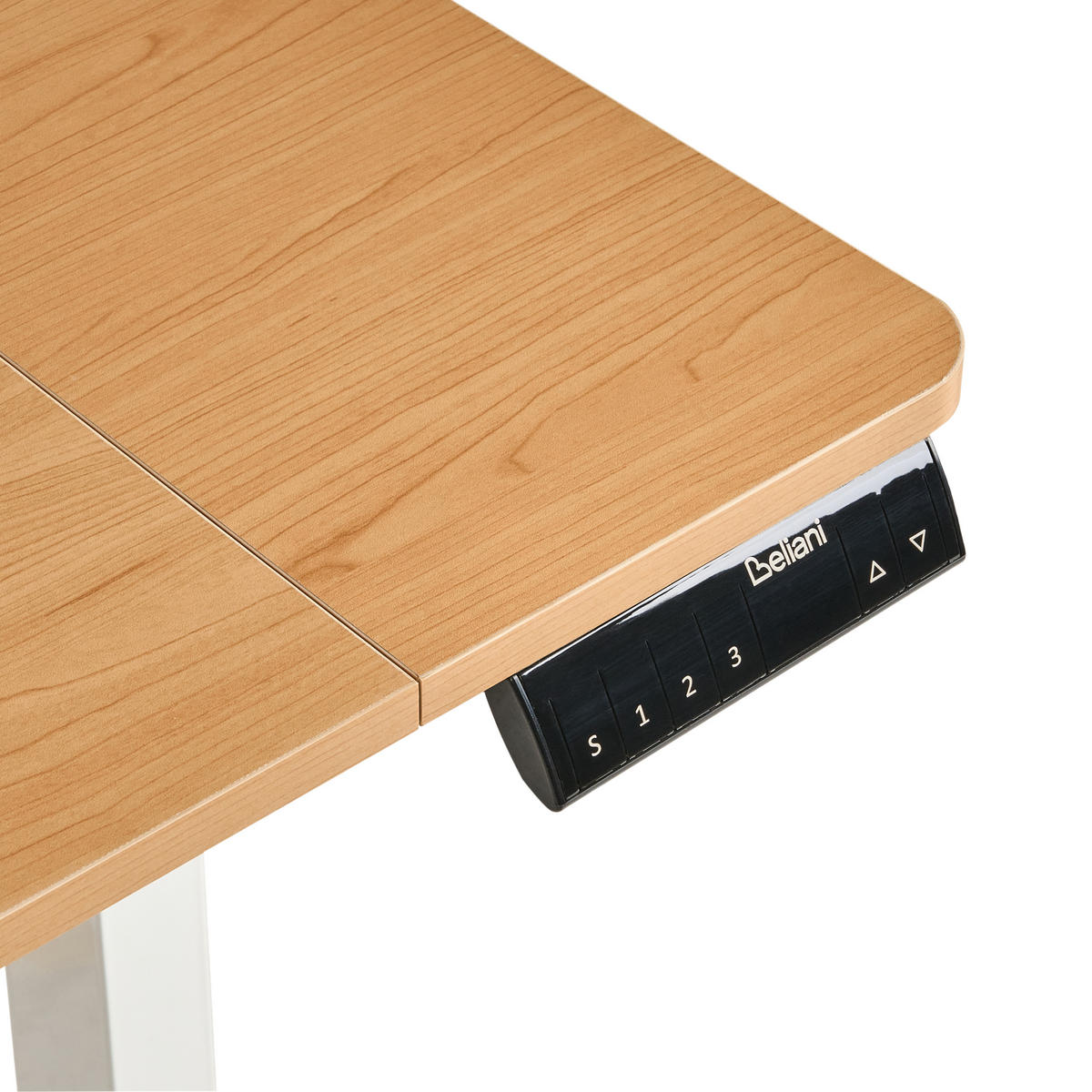 SCHREIBTISCH elektrisch höhenverstellbar 120/60 cm mit USB-Anschluss Hellbraun/Weiß Lucama - Hellbraun/Braun, Holzwerkstoff/Metall (60/120/88cm) - Beliani