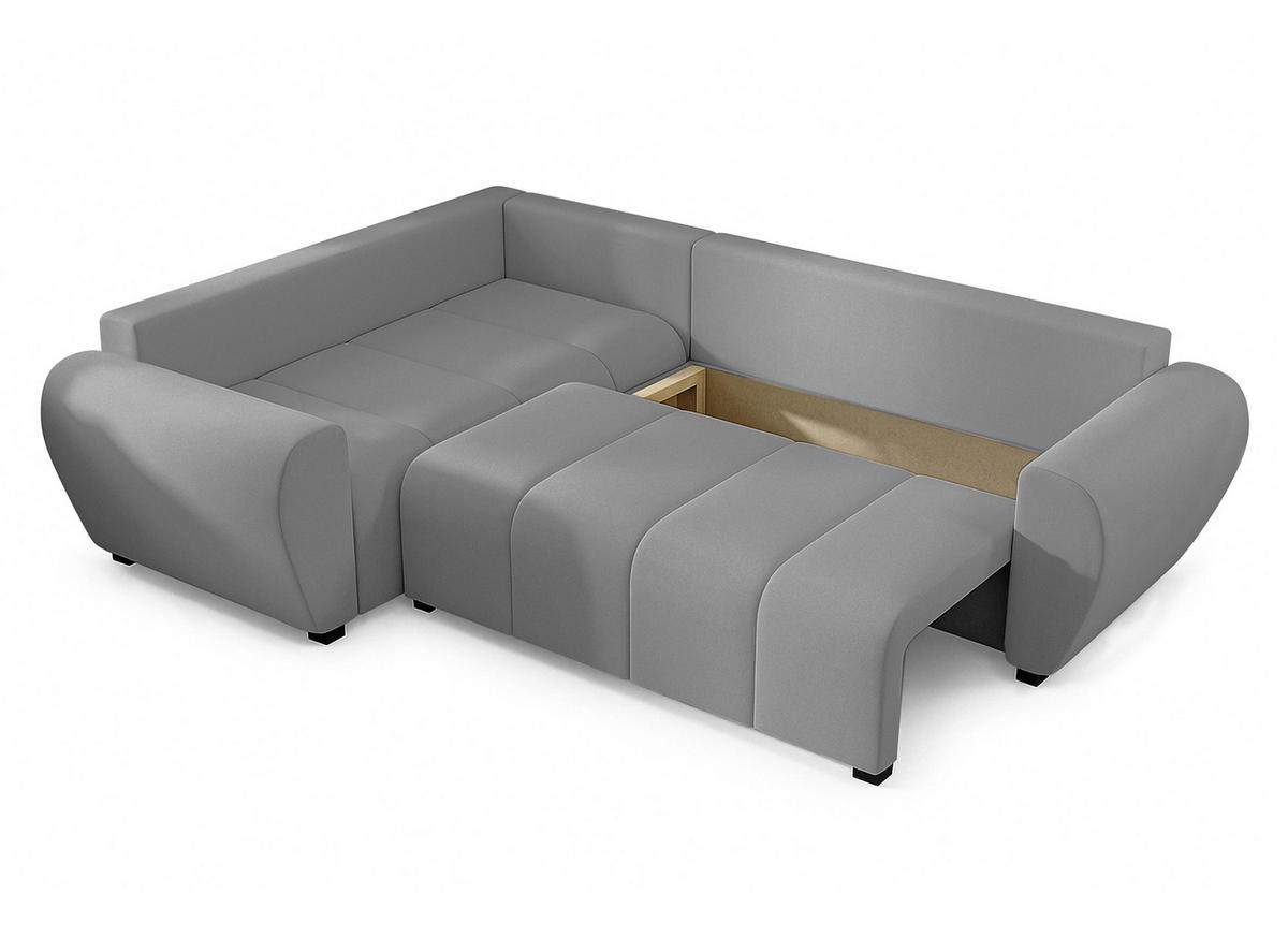 ECKSOFA L Form Malatya MAX Hellgrau 246/145/82 cm stilvolle mit Schlaffunktion L - Hellgrau/Schwarz, Kunststoff/Textil (175/235cm) - AX Living