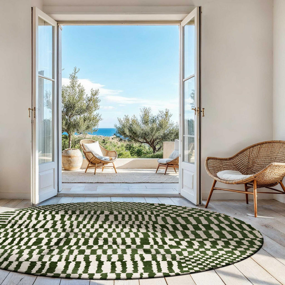 TEPPICH Oasis Berber 140/140 cm - Grün, Textil (140/140cm) - Louis De Poortere
