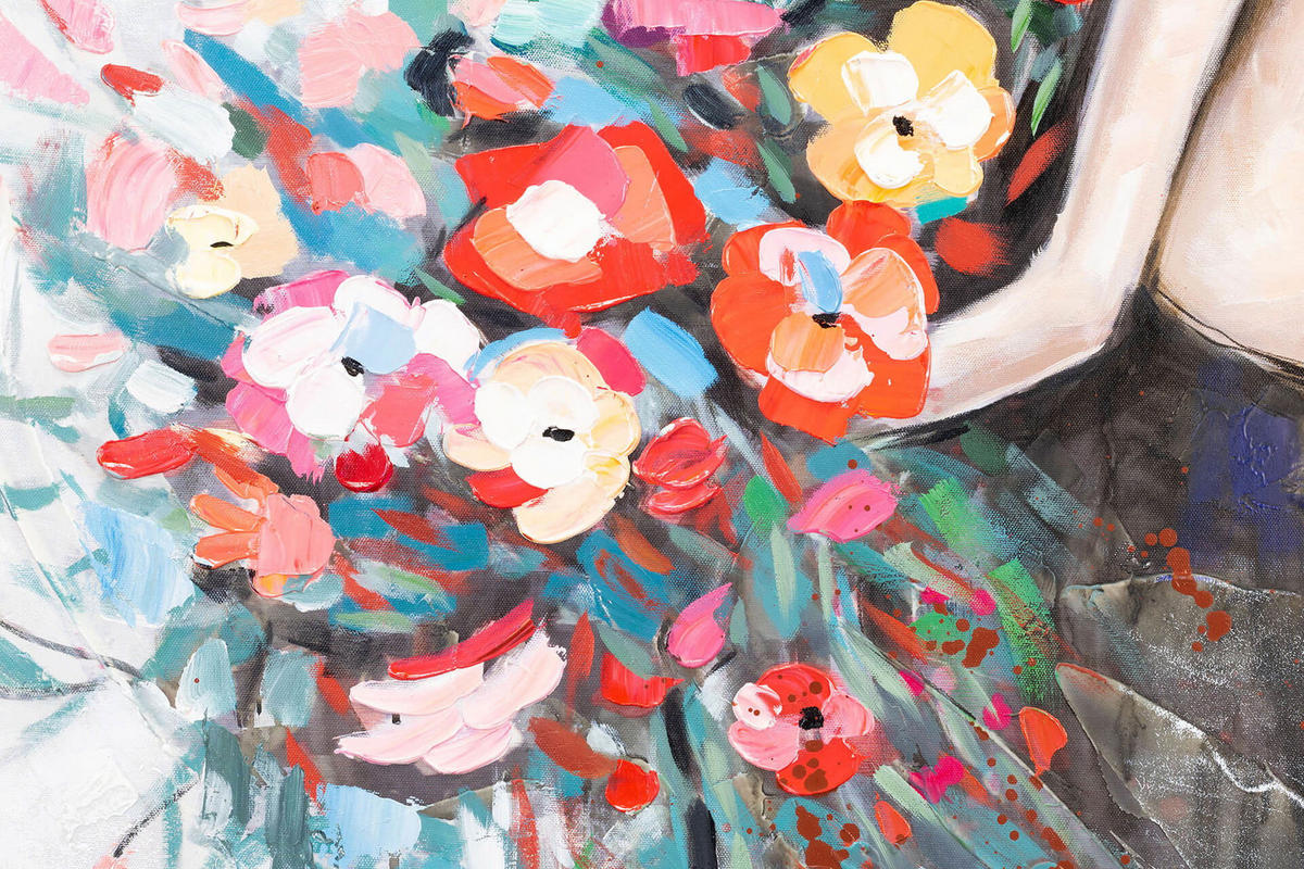 ACRYLBILD HANDGEMALT 80/80 cm - Pink/Schwarz, Holz/Textil (1.42/80cm) - KUNSTLOFT