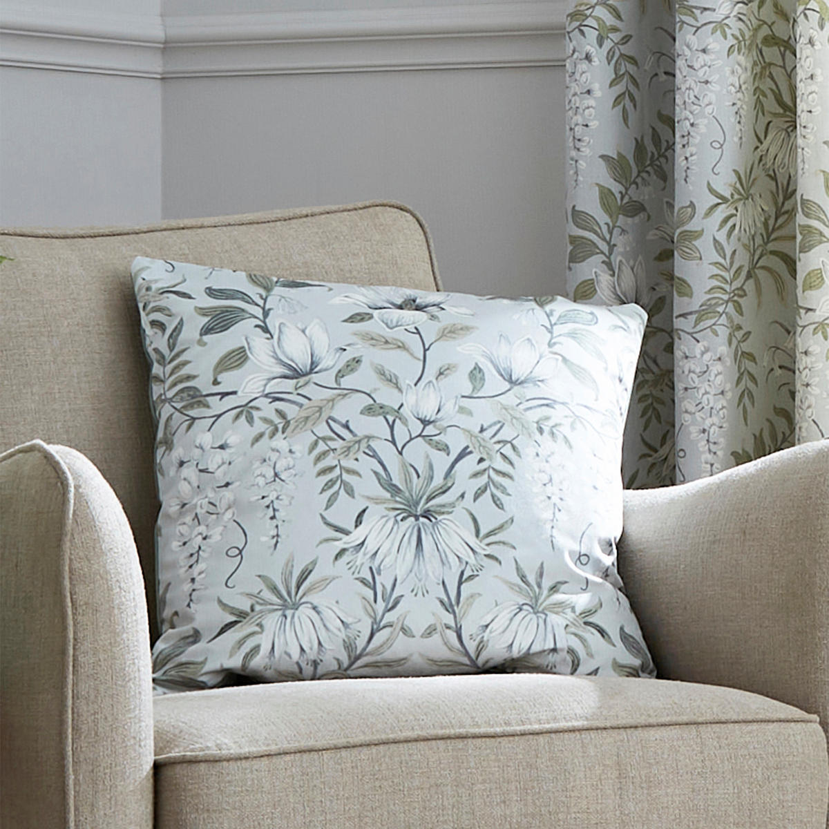 ZIERKISSEN Parterre - Grün, Kunststoff/Textil (50/50cm) - LAURA ASHLEY