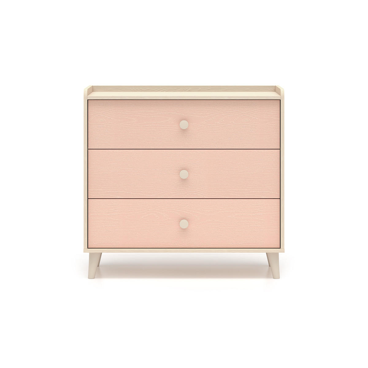DĚTSKÁ KOMODA Alycia Béžová - Korálově růžová - Efekt dřeva - růžová, dřevo (90/85/40cm) - Petits-meubles