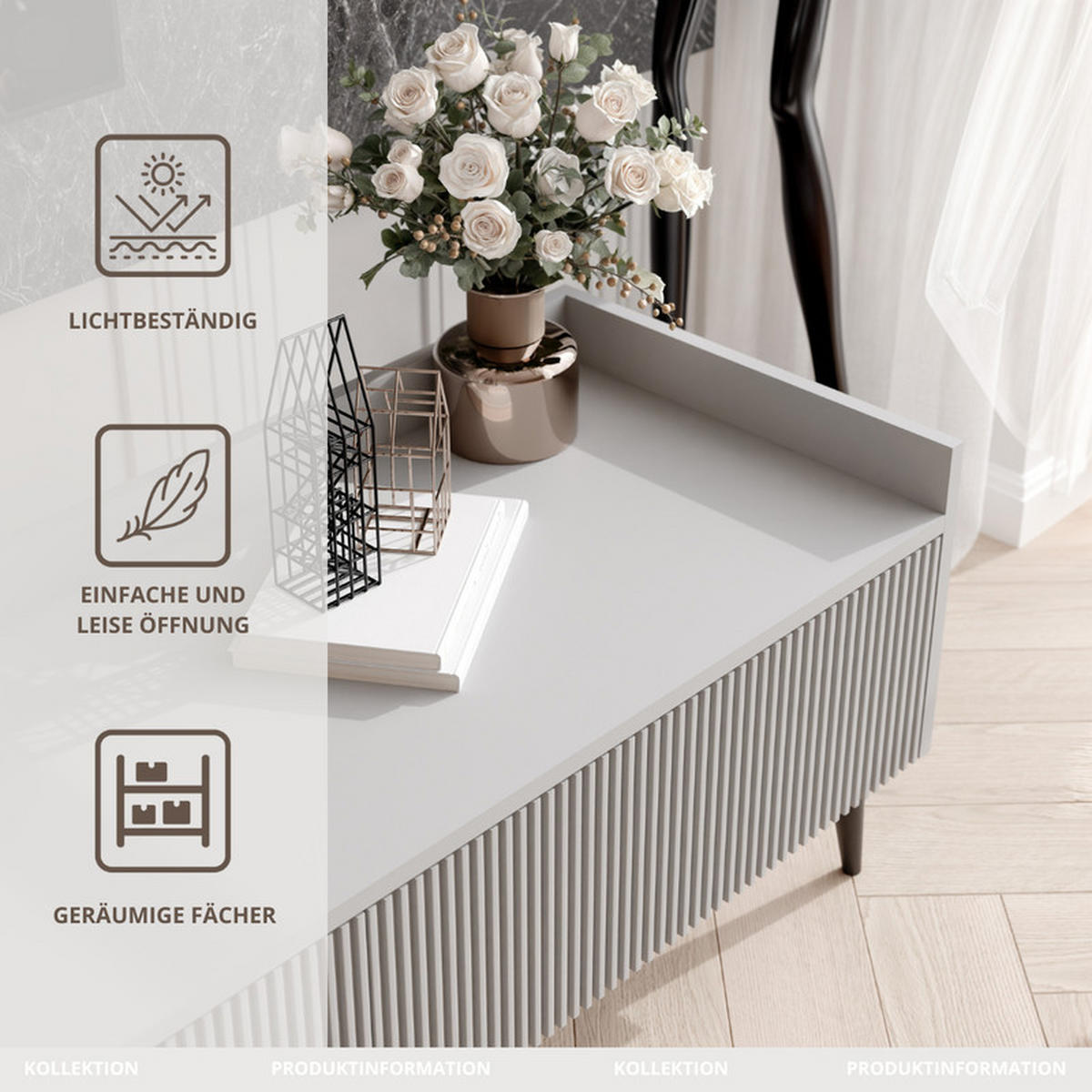 TV-LOWBOARD SCALA stehend, 180 cm Kaschmir - Kaschmir/Schwarz, Holzwerkstoff/Metall (180/45/41cm) - Idohome