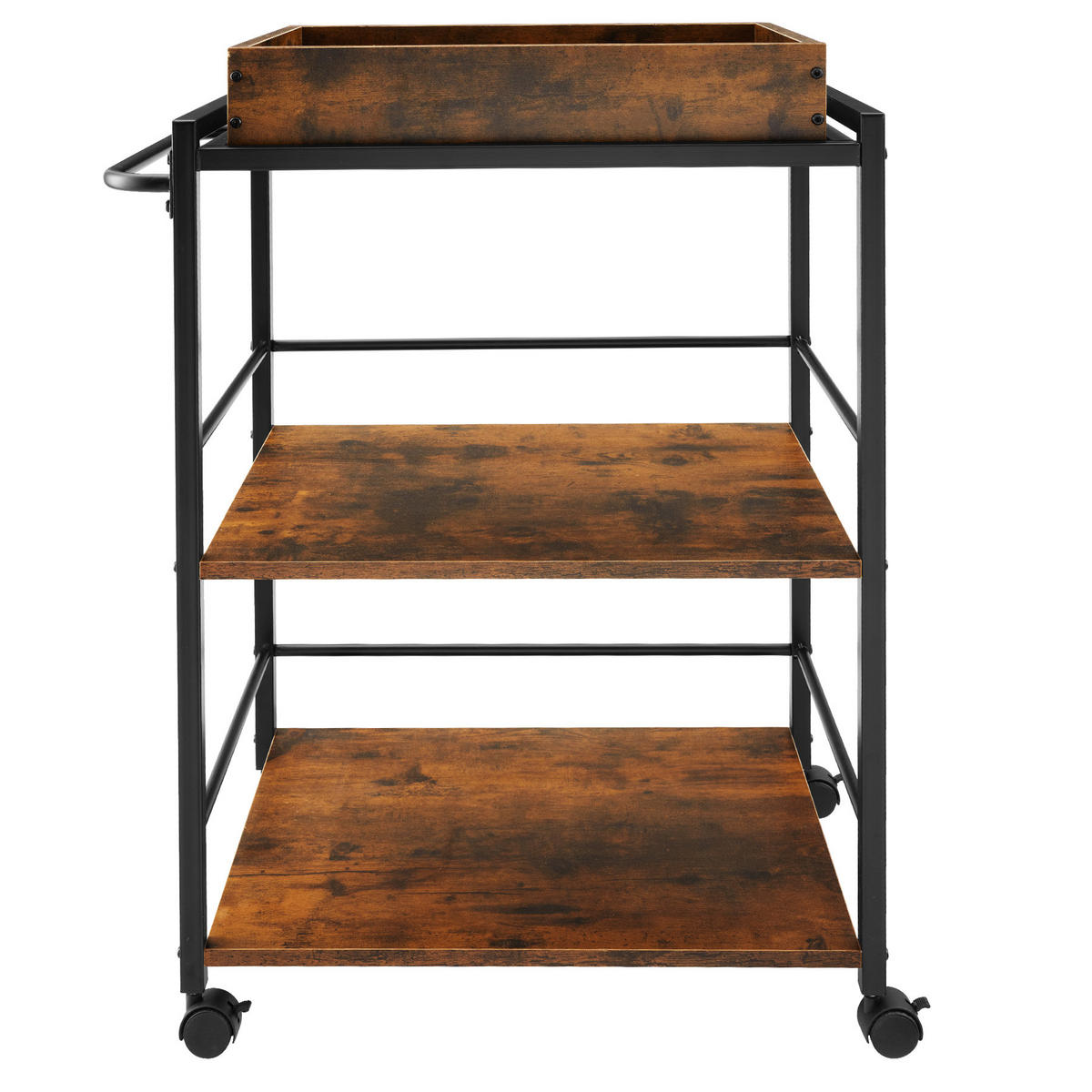 SERVIERWAGEN Worcester ,65 x 41,5 x 87 cm,Industrial Holz dunkel, rustikal - Rostfarben, Holzwerkstoff (41.5/87/65cm) - tectake