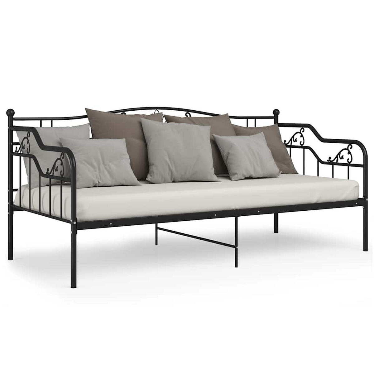 SCHLAFSOFA Bettgestell Schwarz Metall 90/200 Cm - Schwarz, Naturmaterialen (90/200cm) - vidaXL