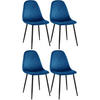 STUHL 4er Set Samt Blau - Blau/Schwarz, Textil/Metall (44/88/51cm) - CLP