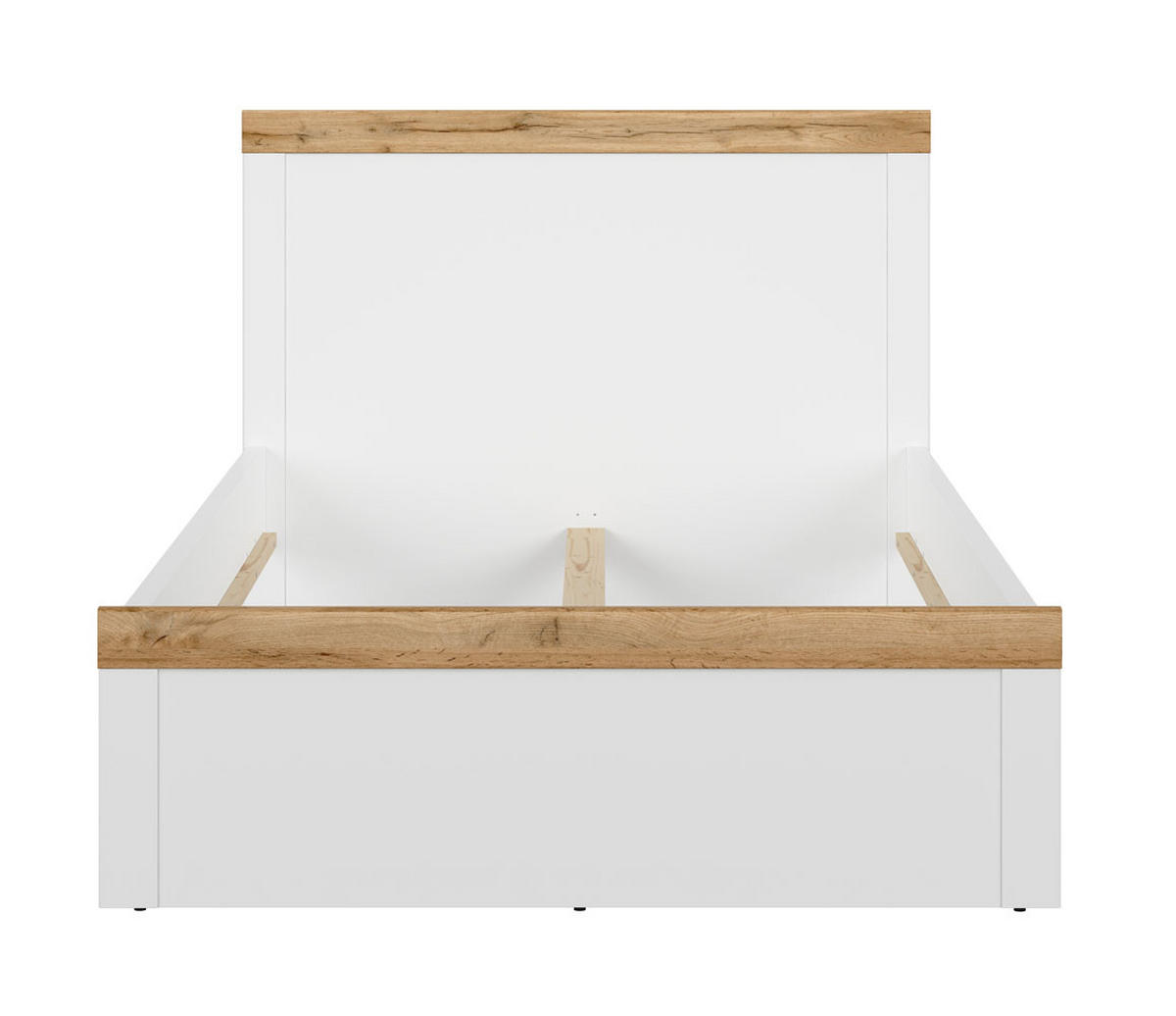 BETT Holten weiß / Eiche Wotan 129 / 200 / 100,5cm - Eichefarben/Weiß, Holz/Holzwerkstoff (120/200cm) - Feldmann-Wohnen