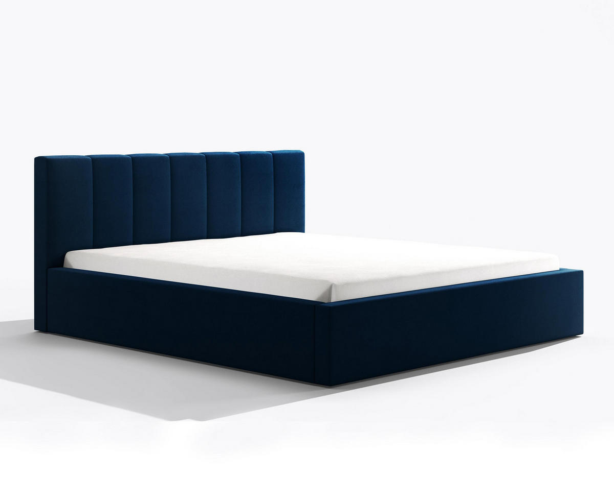 POLSTERBETT Mannte 180/200 cm in Blau – mit Bettkasten und luxuriösem Stil - Blau/Schwarz, Holz/Holzwerkstoff (180/200cm) - AX Living