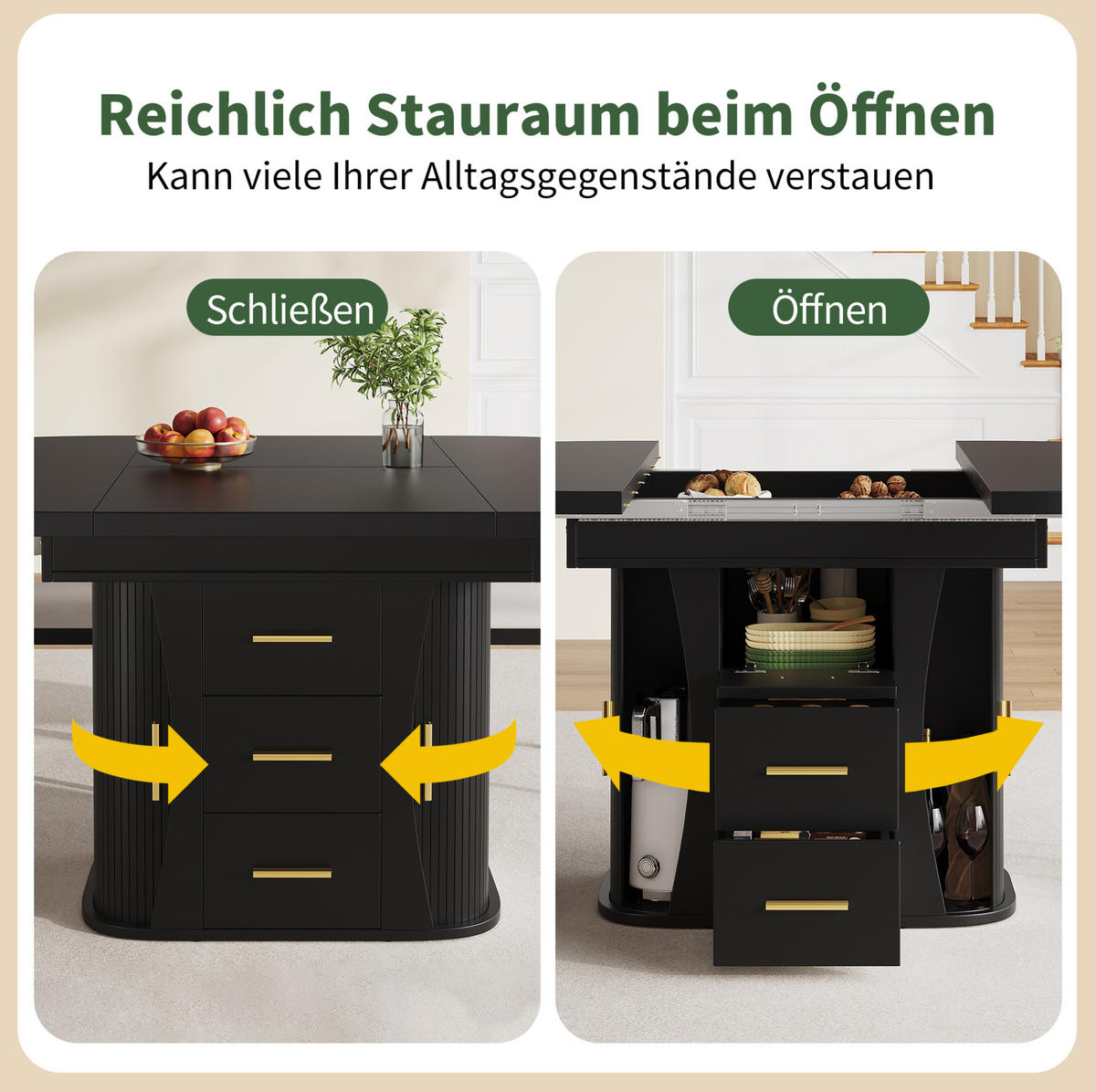 ESSTISCH ausziehbar 118-158 x 118 x 77 cm MDF Schwarz - Schwarz, Holzwerkstoff (158/118/77cm) - Meubliv