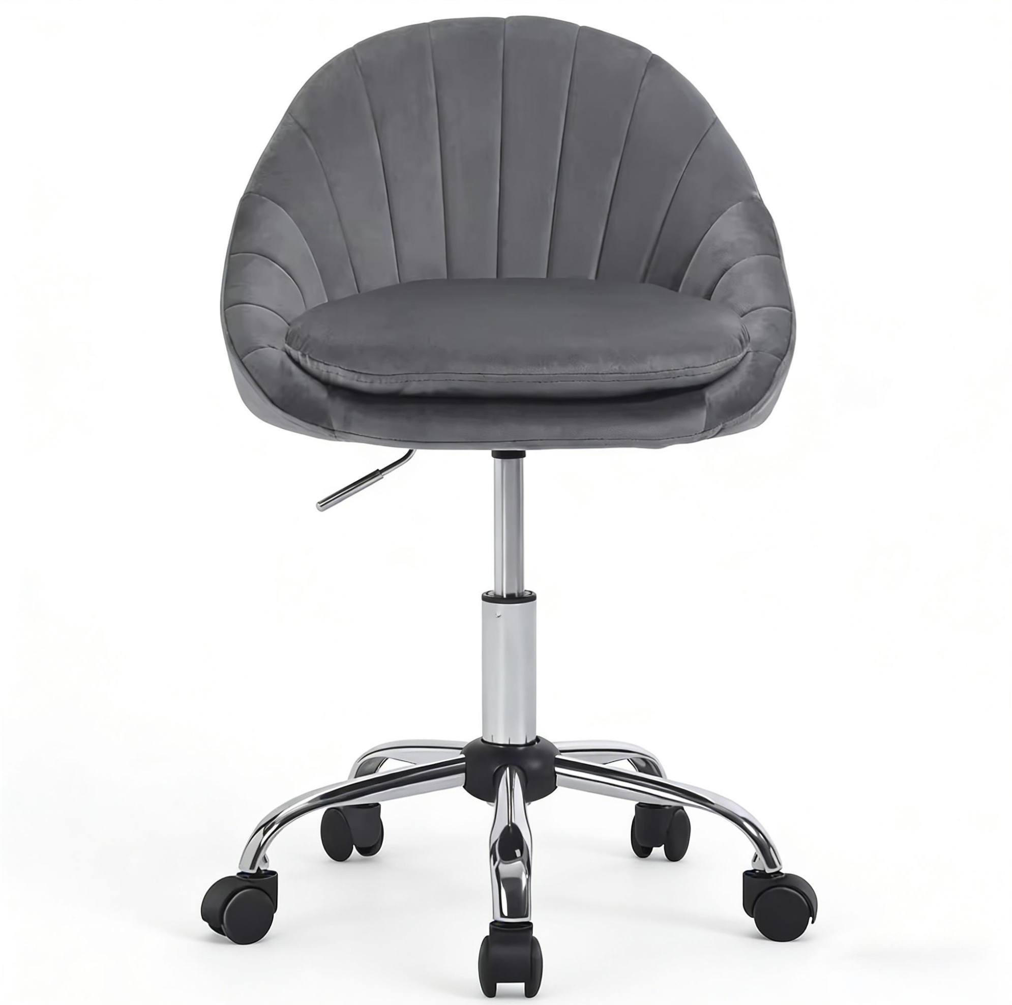 DREHSTUHL 52/52/72-82 cm Dunkelgrau aus Samt und Metall mit Rollen - Dunkelgrau, Metall (47.5/82/52cm) - OKWISH