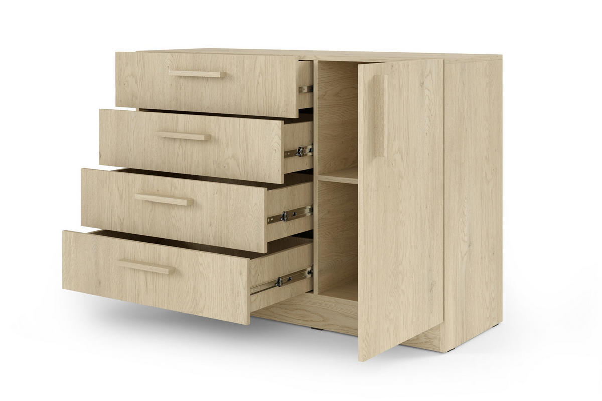 KOMMODE BRISSO BRK2 120,5/85/40 cm in Eiche Ceremona - Eichefarben, Holzwerkstoff (121/85/40cm) - Deine Möbel 24