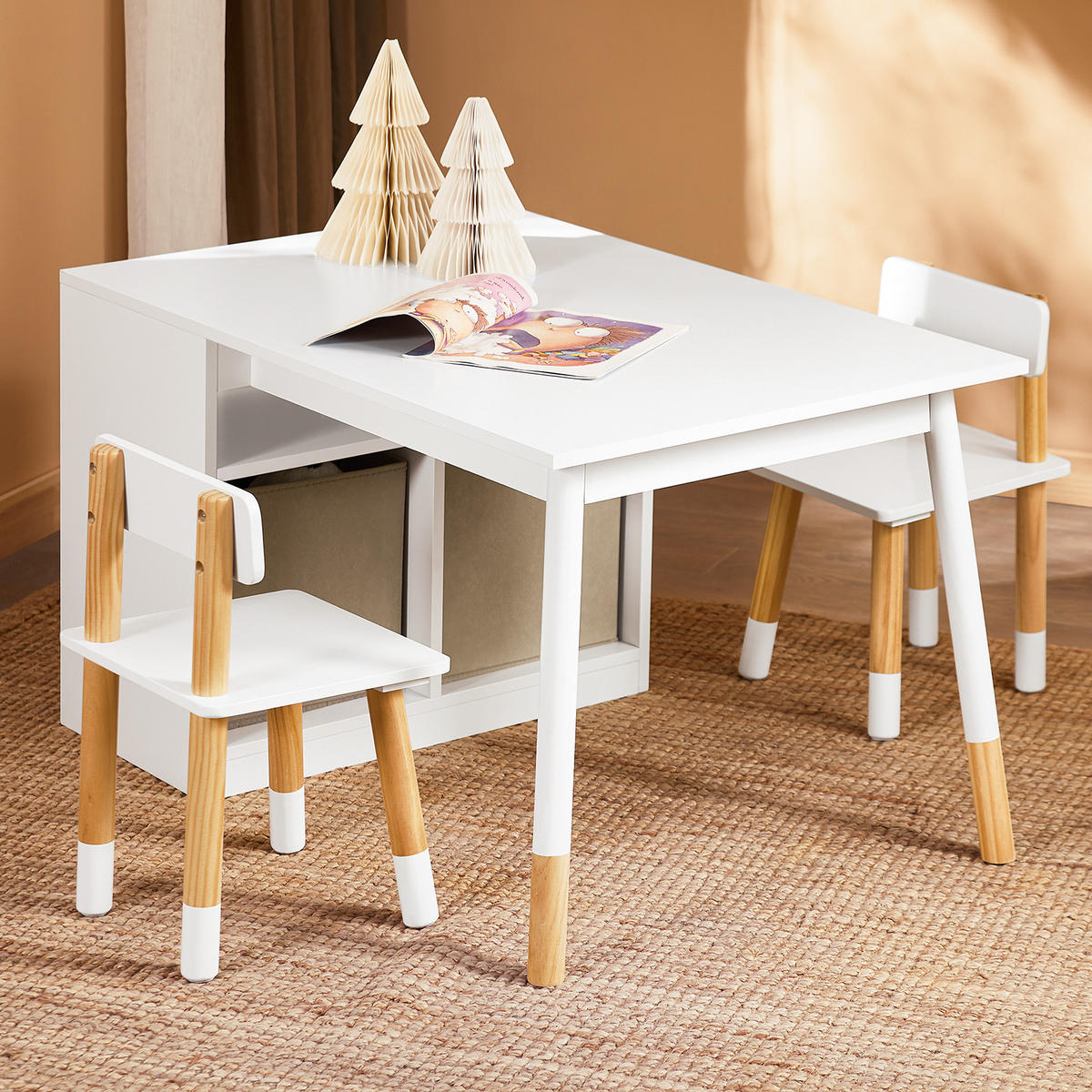 KINDERSITZGRUPPE Weiß - Weiß/Naturfarben, Holz/Holzwerkstoff (90/53/60cm) - SoBuy