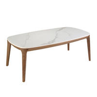 COUCHTISCH Ovaler Tisch aus Porzellan, Marmor und Nussbaum 119/65/41 cm - Walnussfarben/Weiß, Keramik (65/119/41cm) - ANGEL CERDA