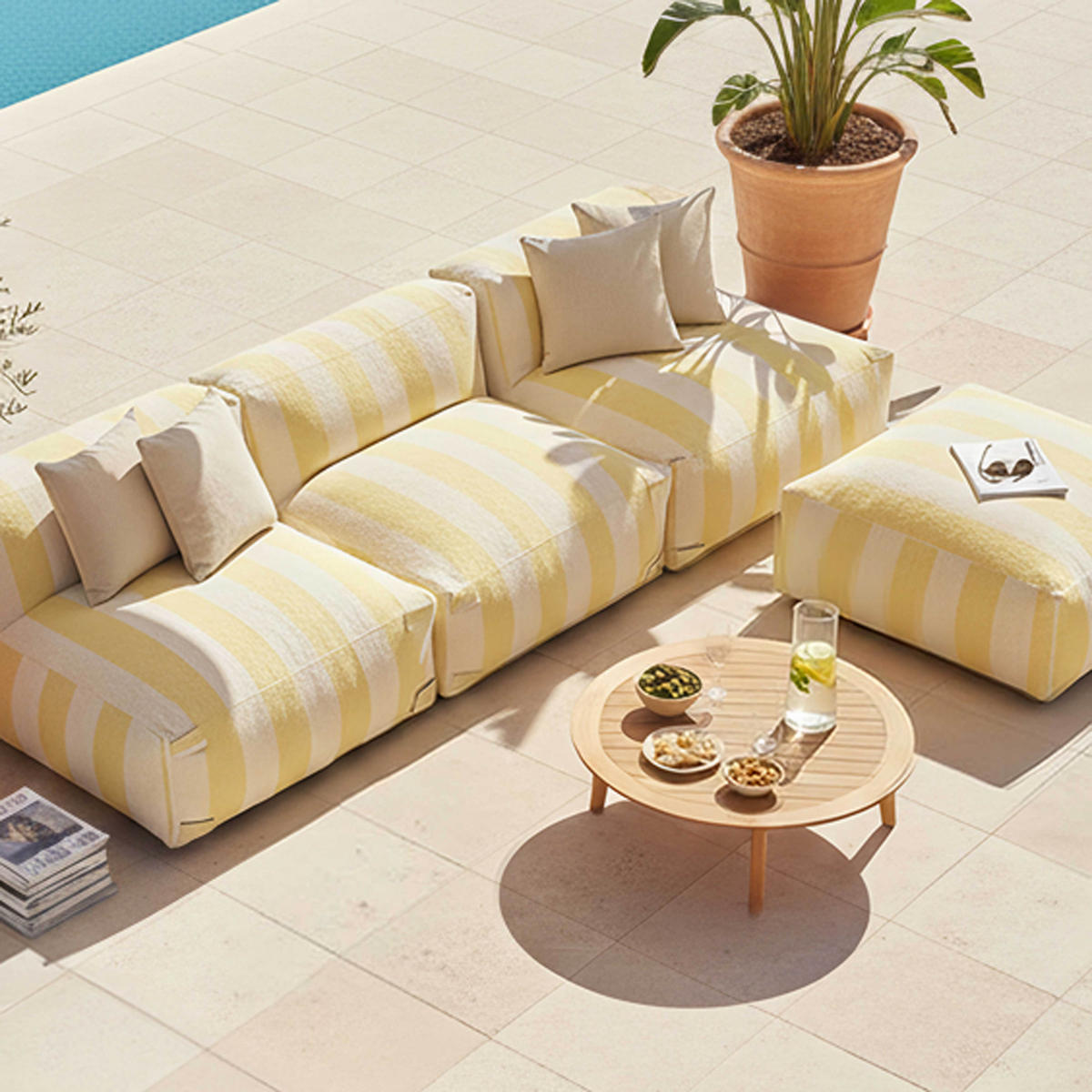 GARTENSESSEL, Hellgelb - Gelb, Textil (85/65/85cm) - Oviala