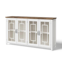SIDEBOARD DE-38694 160/40/86 cm Glastüren und Holzoptik Weiß - Weiß, Holzwerkstoff (160/86/40cm) - ComfortXL
