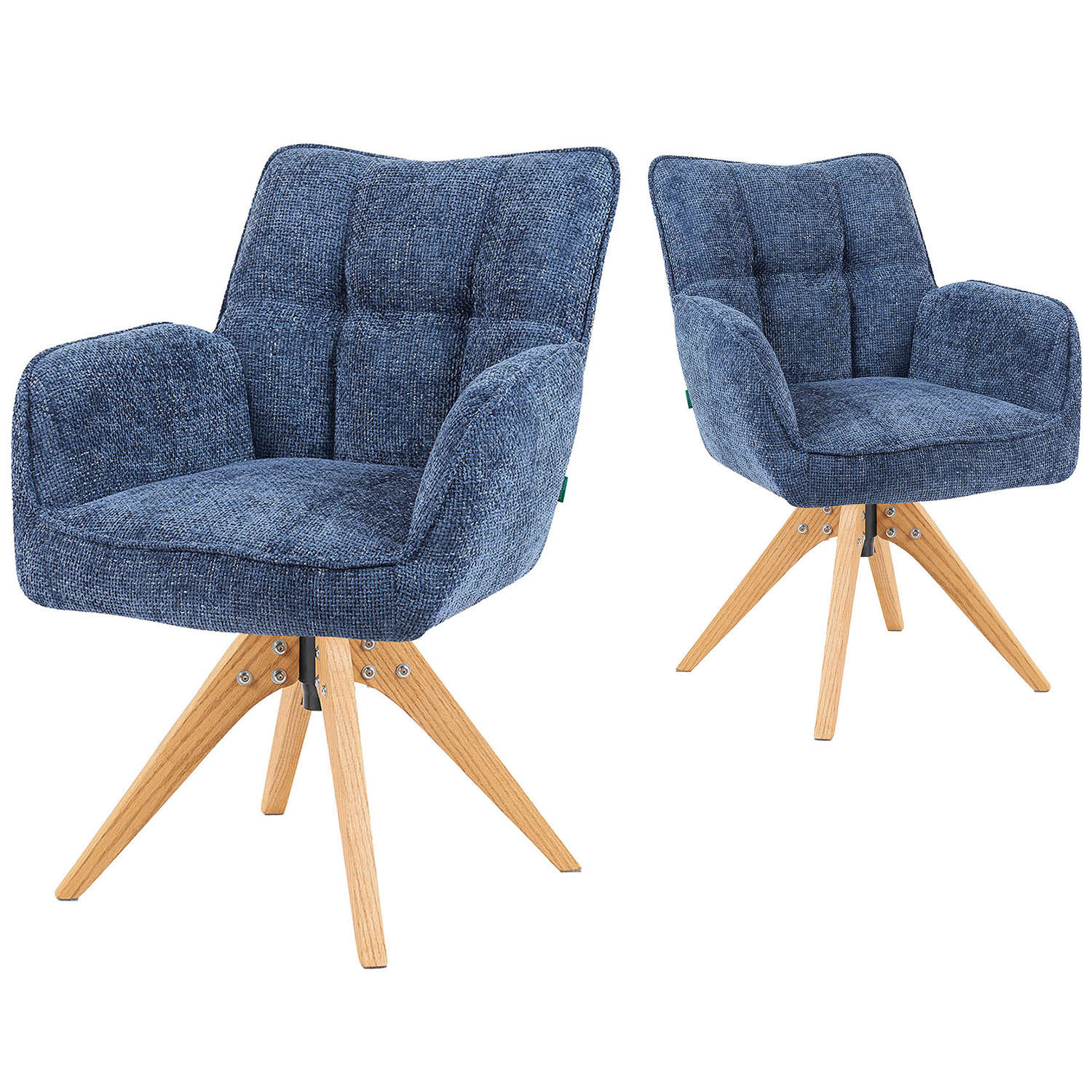 DREHSTUHL Mika-Theo - Honigeiche/Blau, Eichenholz/Holz (59/84/66cm) - DUBI Möbel