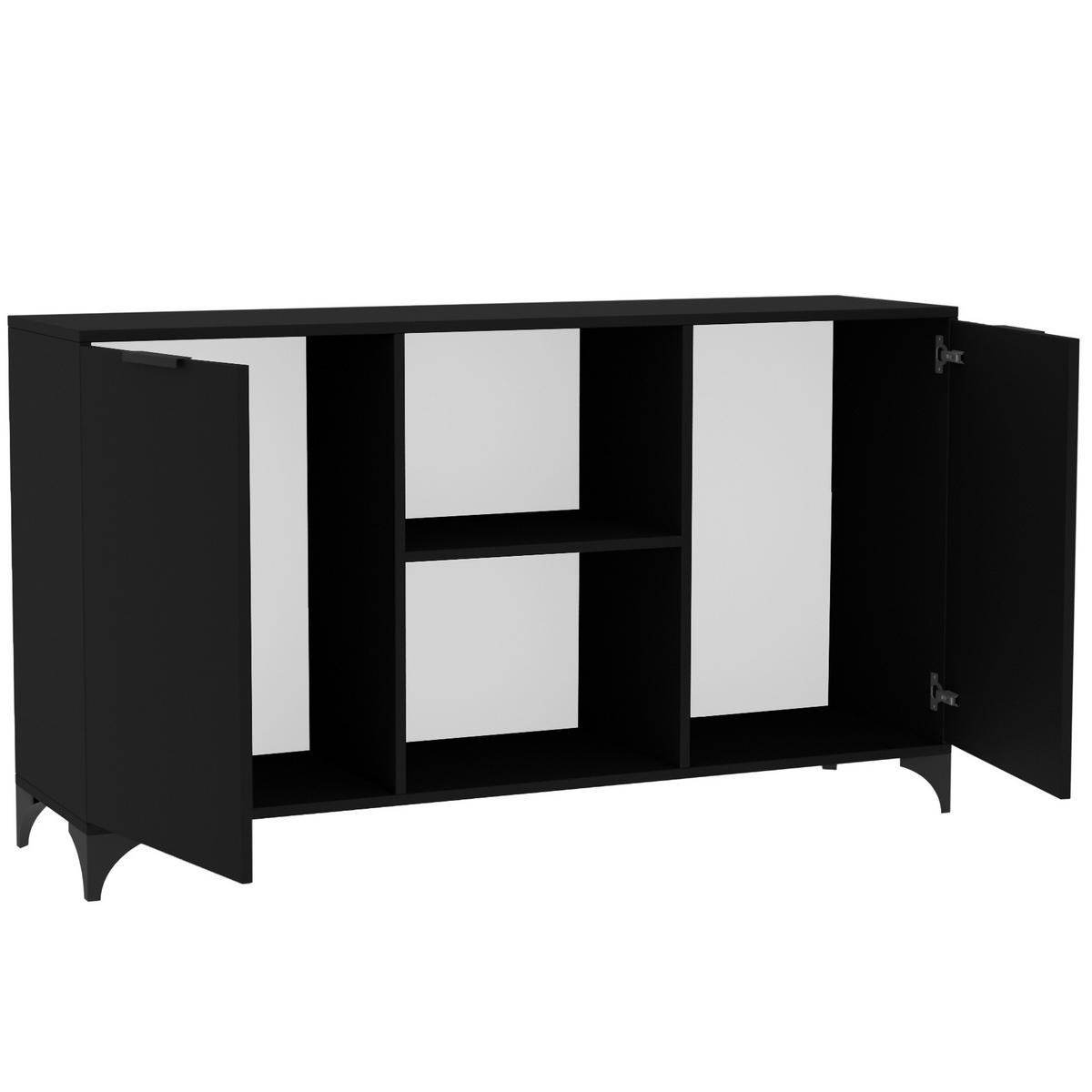 KOMMODE Home mit 2 Türen, mit Griffen, Schwarz - Schwarz, Holzwerkstoff (150/85/40cm) - Beautysofa