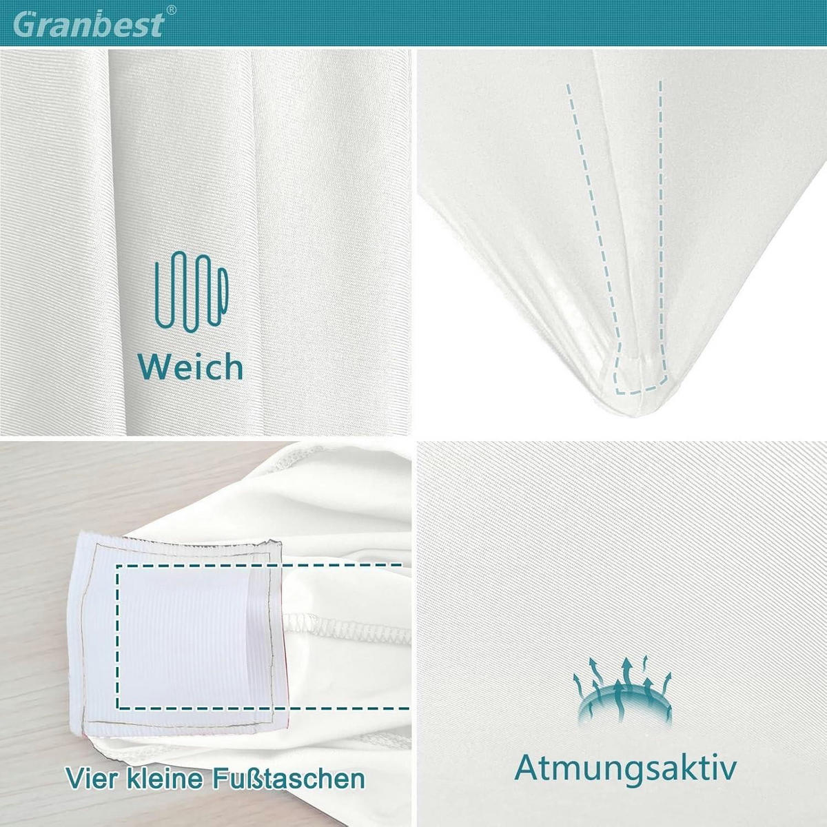STEHTISCHHUSSEN 2er Set Ø 70-75 cm Weiß - Weiß, Textil (75/75cm)