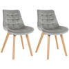 STUHL 2er Set Samt grau - Eukalyptusholzfarben/Grau, Holz/Textil (54/84/63cm) - CLP
