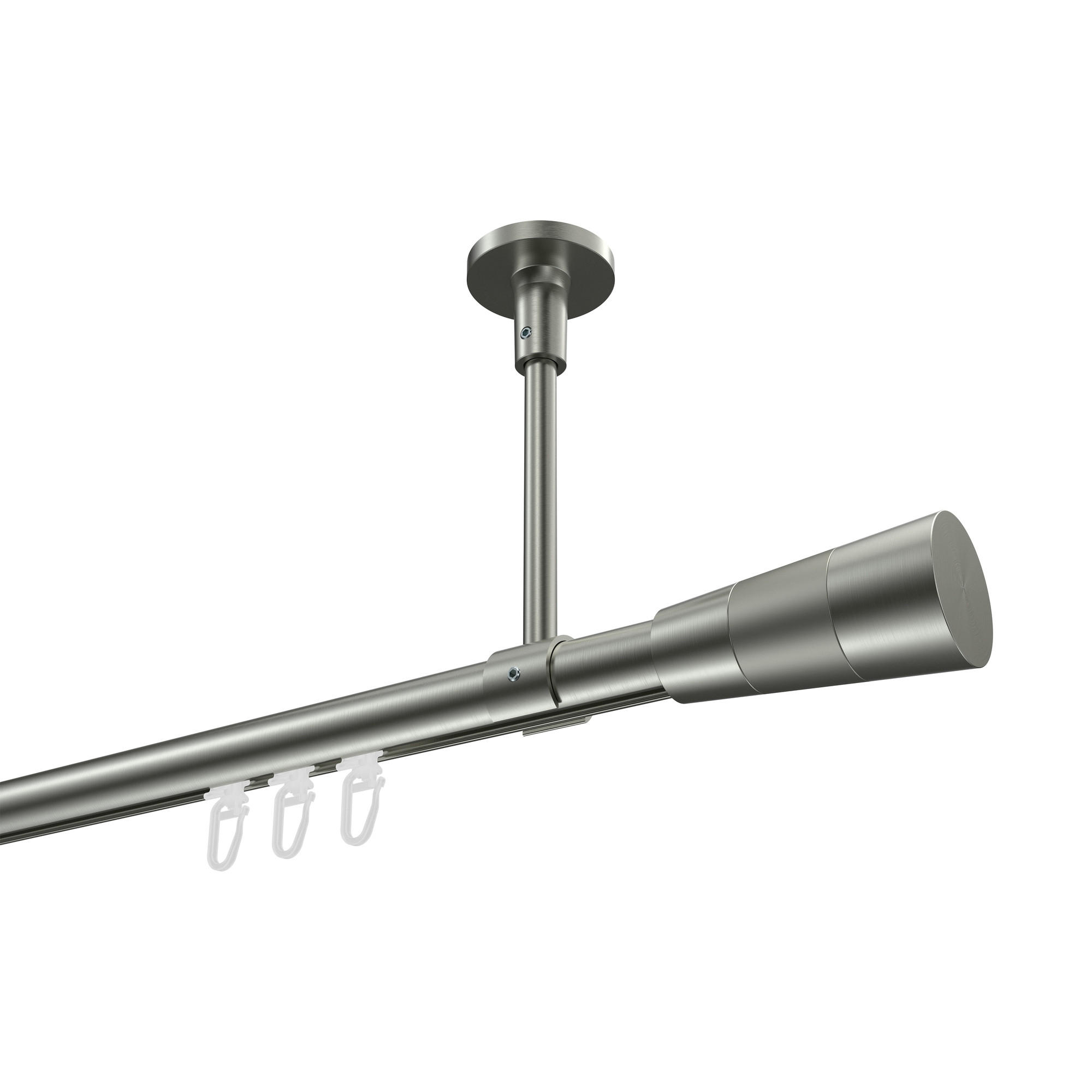 INNENLAUF-GARDINENSTANGEN-SET Sonette Tanara 480 cm (geteilt in 3 x 160 cm), 1-läufig, 20 mm Ø Edelstahl-Optik - Edelstahlfarben/Silberfarben, Metall (480cm) - INTERDECO