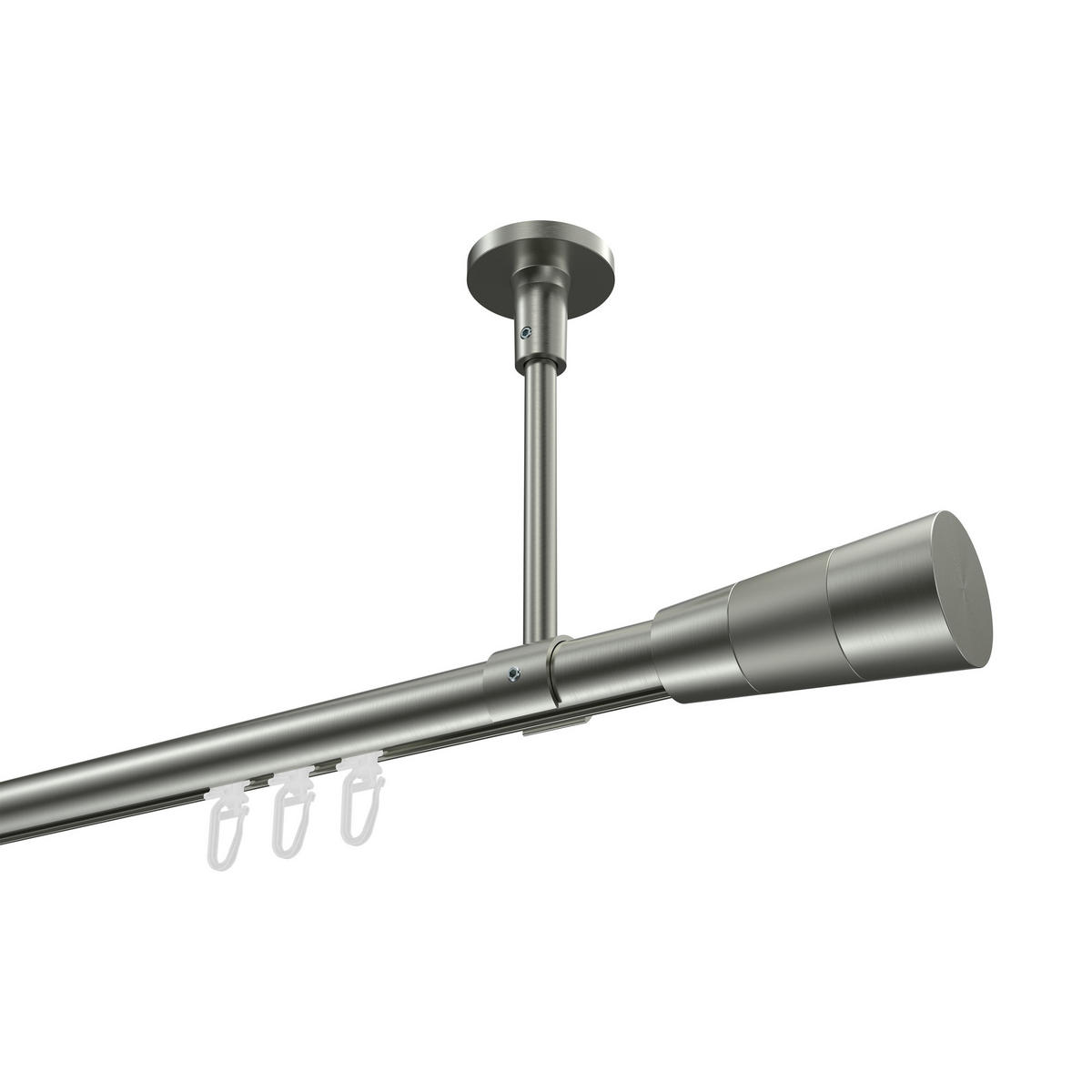 INNENLAUF-GARDINENSTANGEN-SET Sonette Tanara 240 cm (geteilt in 2 x 120 cm), 1-läufig, 20 mm Ø Edelstahl-Optik - Edelstahlfarben/Silberfarben, Metall (240cm) - INTERDECO
