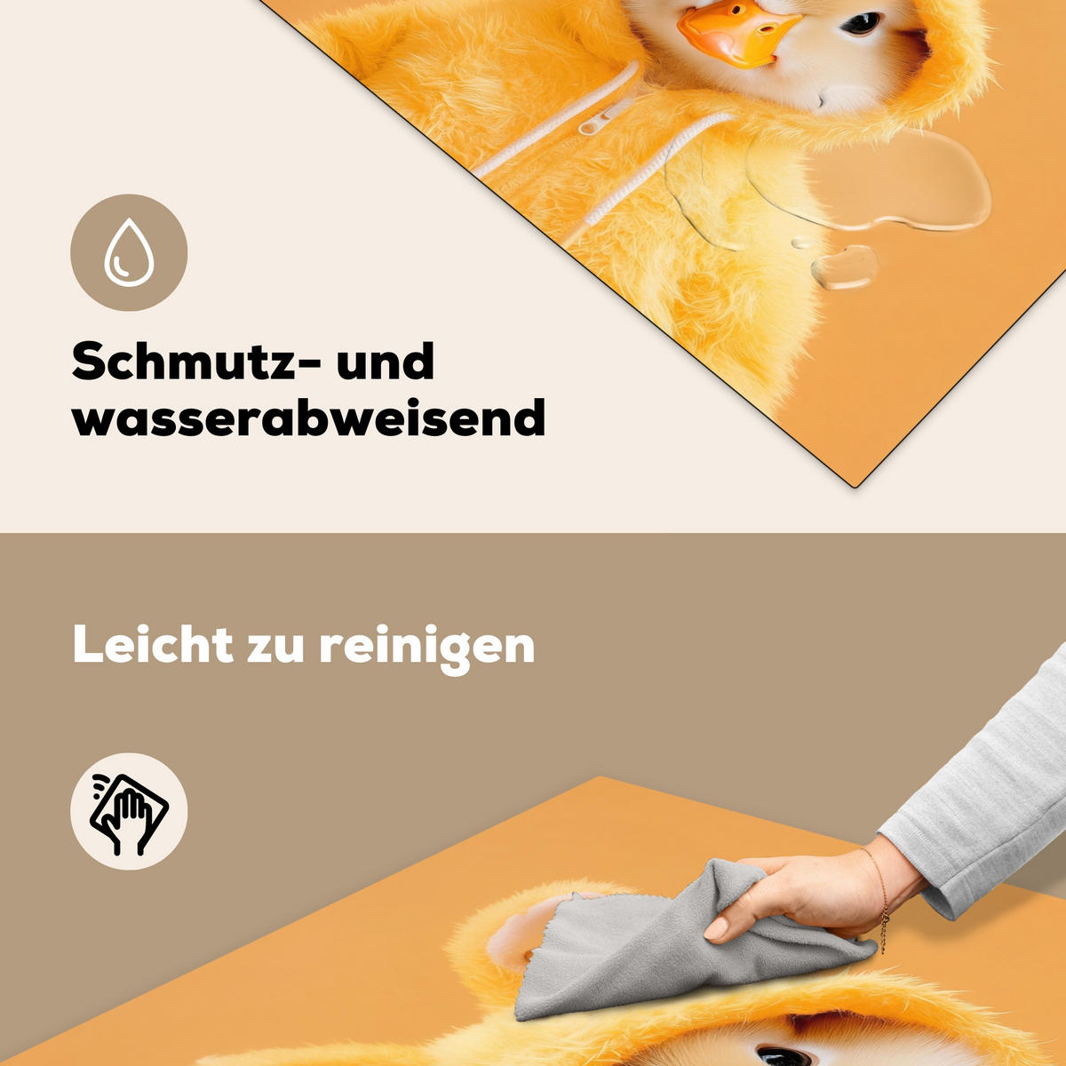 HERDABDECKPLATTE Osterhase - Kostüm - Ente Induktionsmatte 78x78 cm - Gelb, Kunststoff (78/78/0.2cm) - MuchoWow