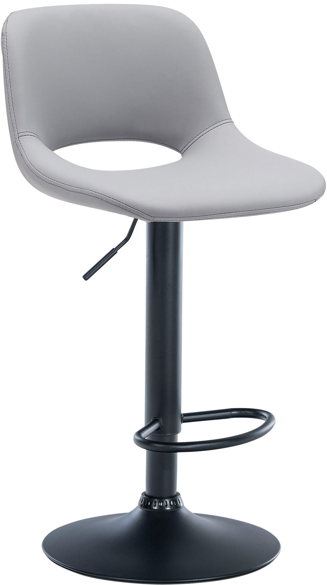 BARHOCKER JAKSON Grau Kunstleder Schwarz - Grau, Leder/Metall (42/86/46cm) - DELUKE