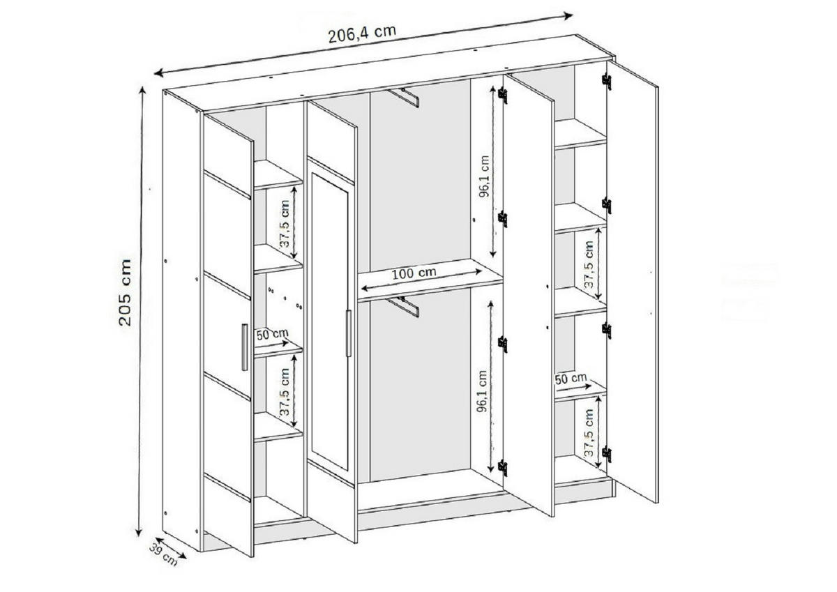 DREHTÜRENSCHRANK ROJ MIT AUFSATZ 4D Eiche Craft Gold - Honigeiche, Holzwerkstoff (207/247/39cm) - Kier Furniture