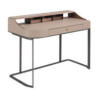 SCHREIBTISCH Schminktisch aus Kunstleder, Nussbaum und grauem Stahl 120/60/86 cm - Fango/Nussbaumfarben, Leder/Holz (60/120/86cm) - ANGEL CERDA