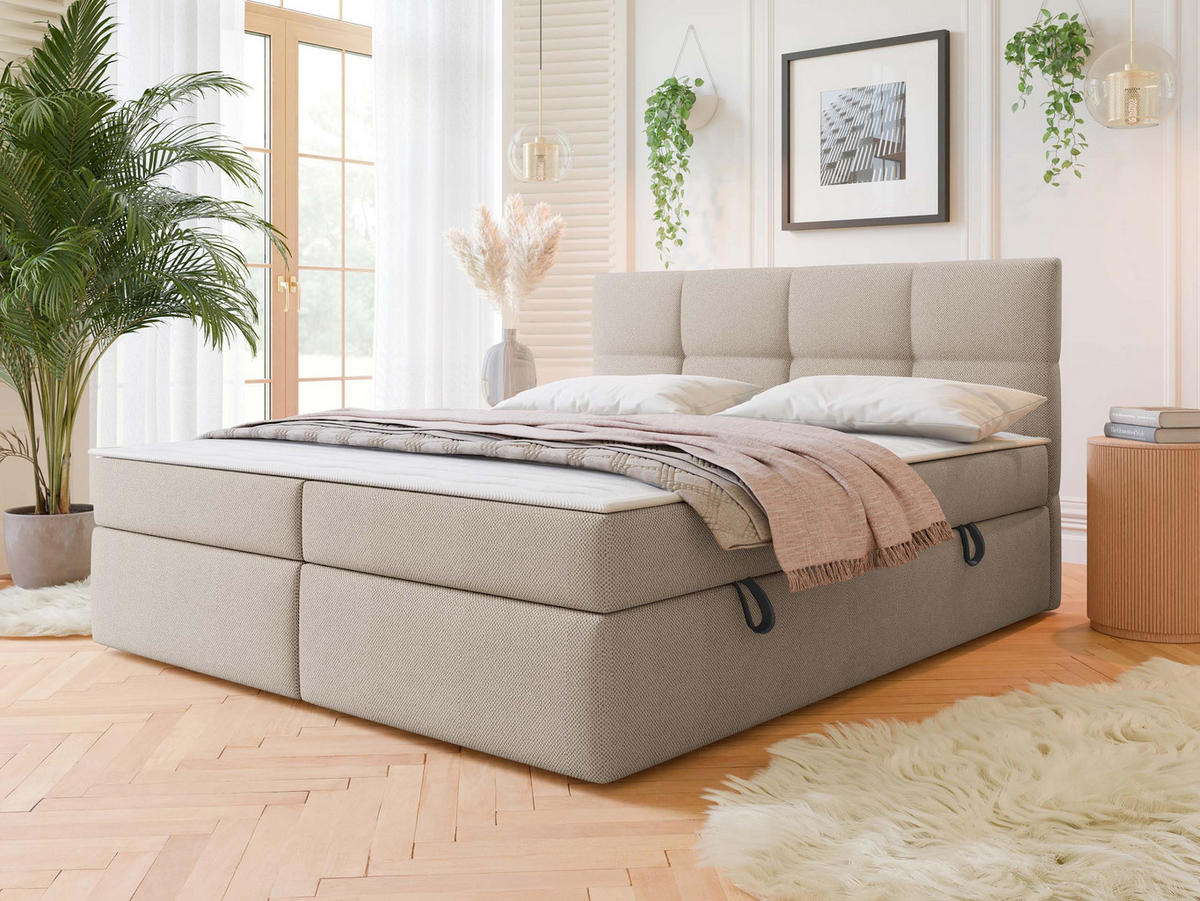 BOXBETT Figaro - Creme/Schwarz, Holz/Textil (180/200cm) - MIRJAN24