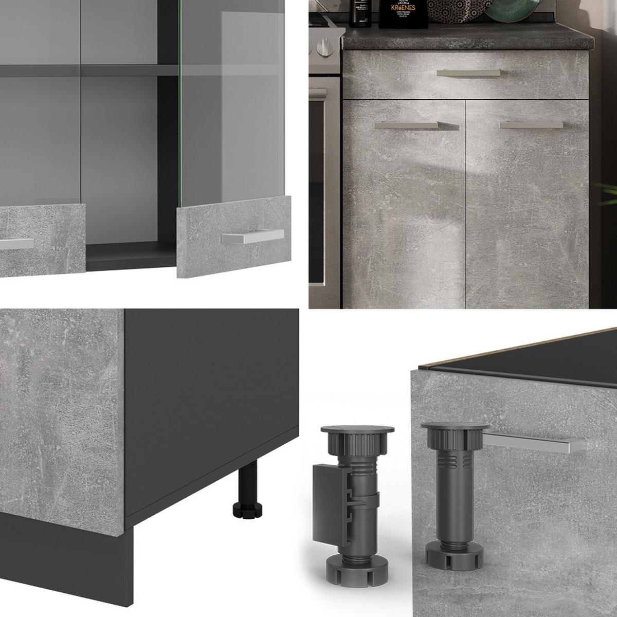 Anthrazit/Grau, Holzwerkstoff (200/81.6/60cm) - Vicco