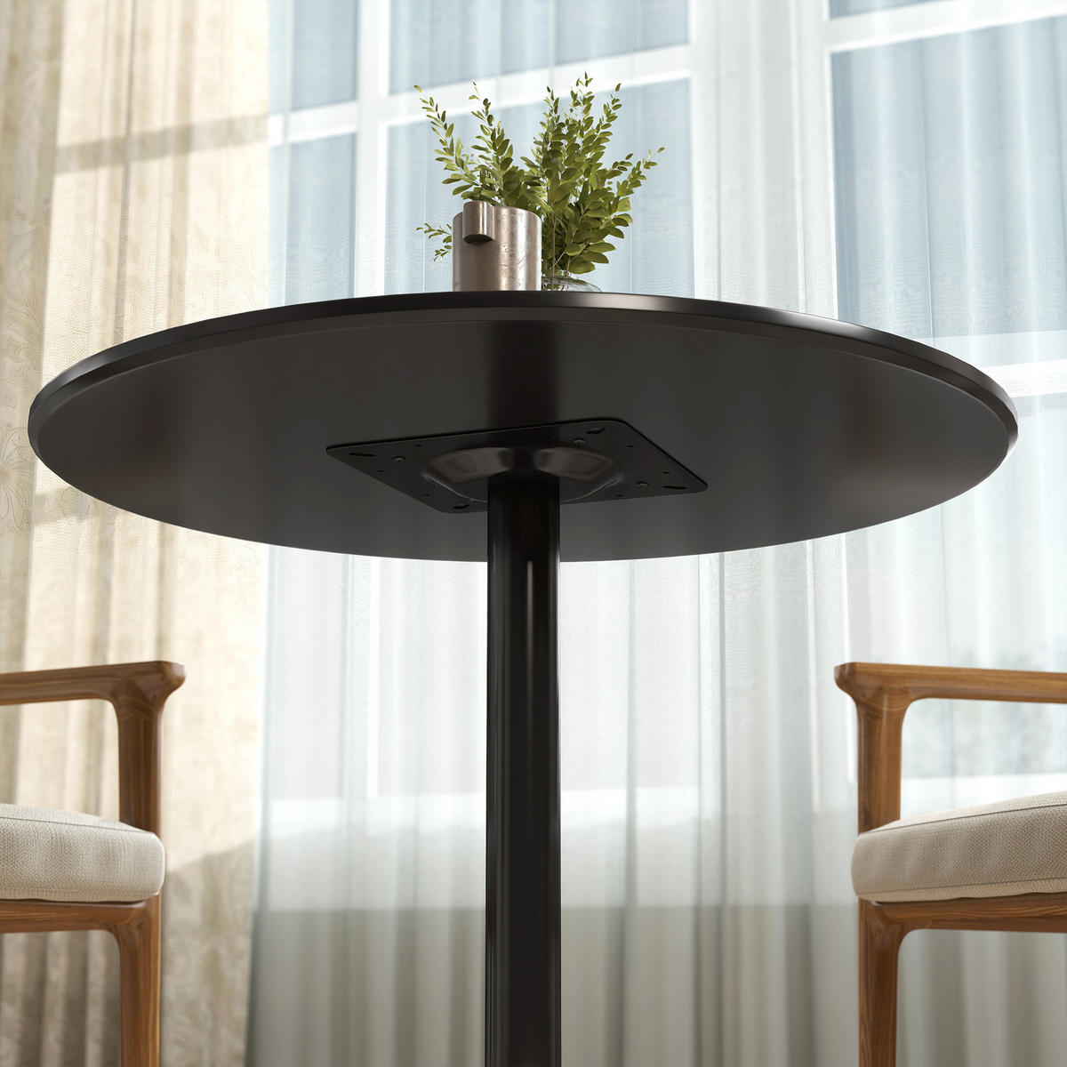 ESSTISCH Runder Küchentisch, Rutschfester Esszimmertisch für 2 Personen Schwarz - Schwarz, Holzwerkstoff/Metall (80/80/75cm) - HOMCOM
