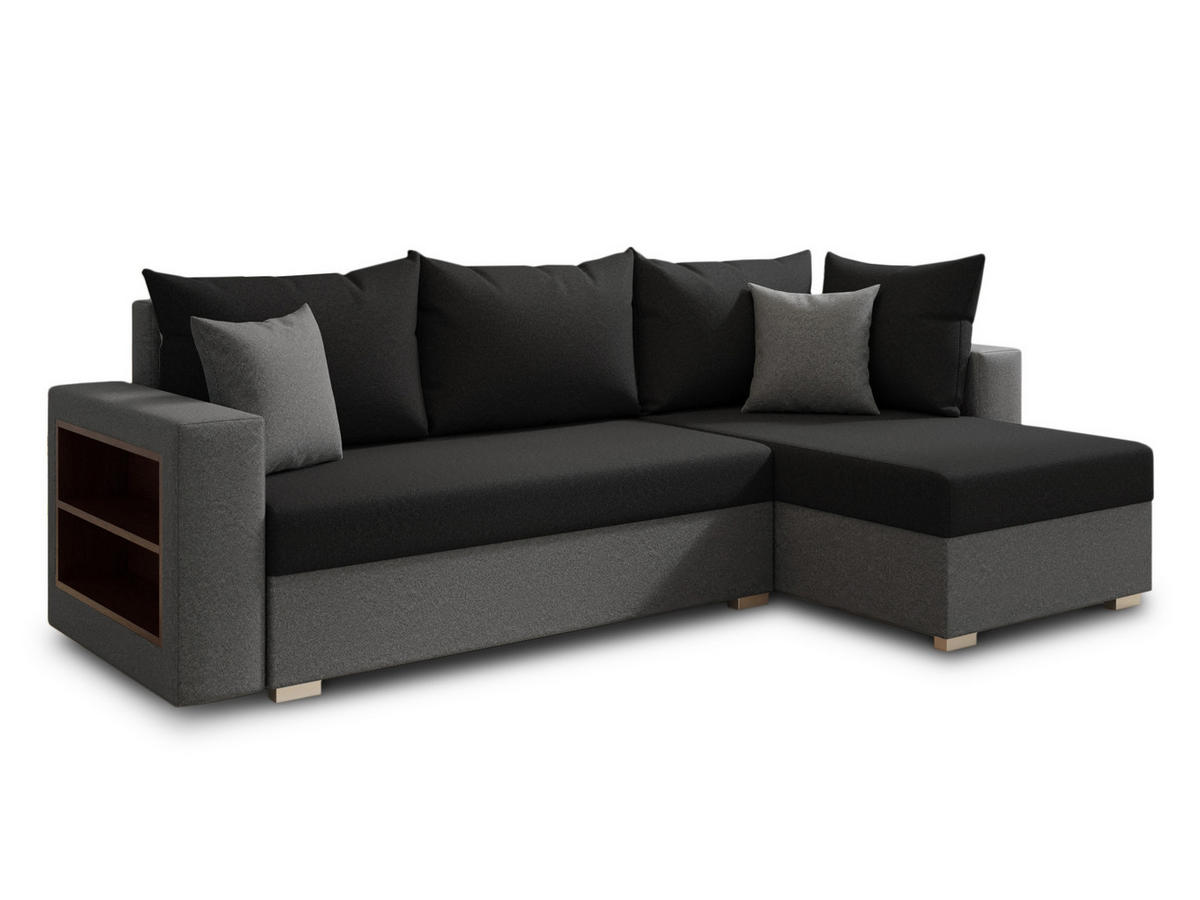 ECKSOFA Lord, Seite: Rechts - Schwarz/Grau, Holz/Textil (238/141cm) - Sofnet