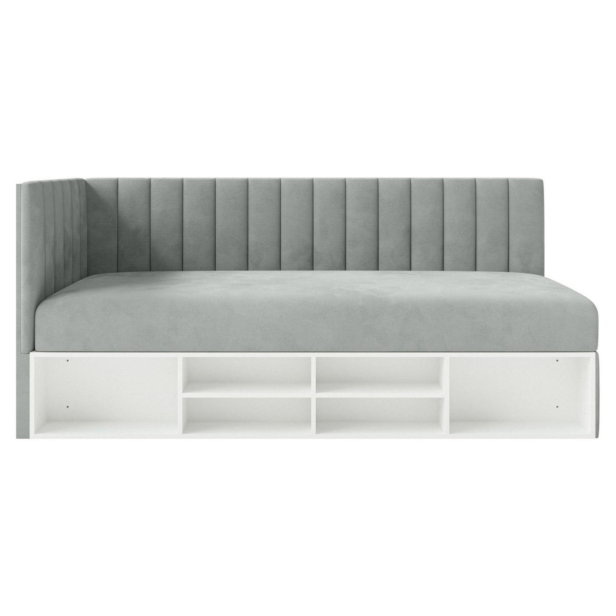 JUGENDBETT Ventrio Grau Easy-Clean-Samtbezug 90x200 cm - Grau, Holz/Textil (90/200cm) - Selsey