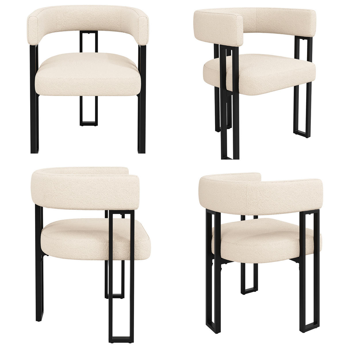 WOHNZIMMER STÜHLE mit Lammwollstoff 4tlg mit Rückenlehne - Beige, Textil (54/72/51.5cm) - EVRYAE