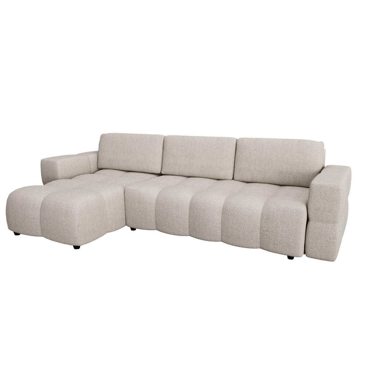 ECKSOFA LINKS Bouclé-Stoff Beige 286cm - Beige, Textil (169/286cm) - Sia Home