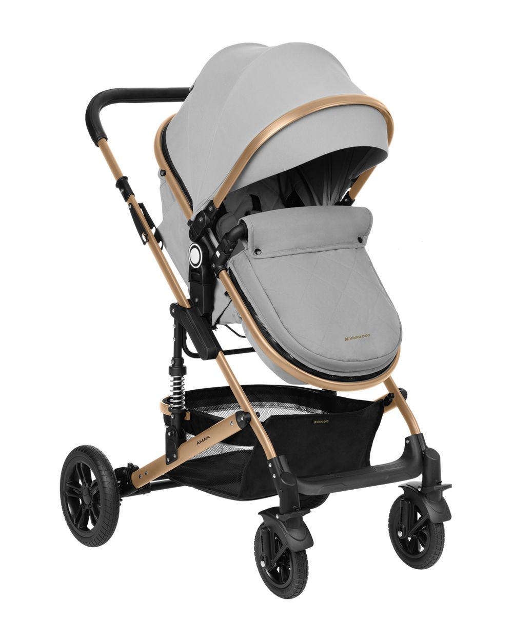 KOMBIKINDERWAGEN Amaia 3 in 1 grau Size Babyschale umbaubar Federung Tasche - Grau, Metall (86/50/107cm) - Kikka boo