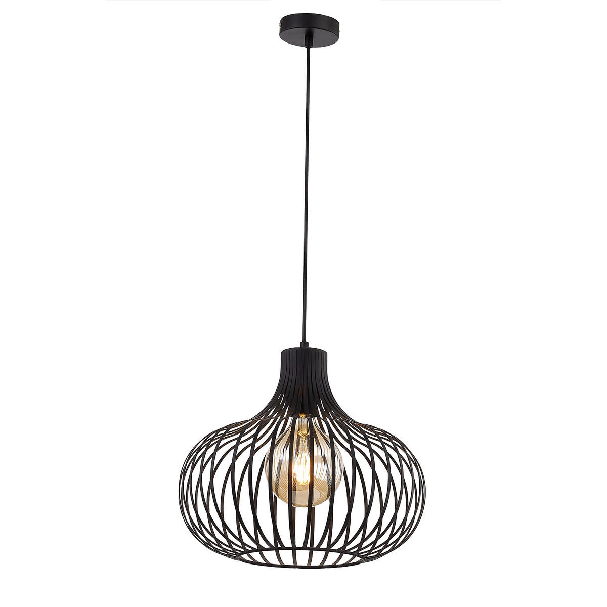 PENDELLEUCHTE - Eisen, 1-flammig - Schwarz, Metall (40/40/185cm) - home24