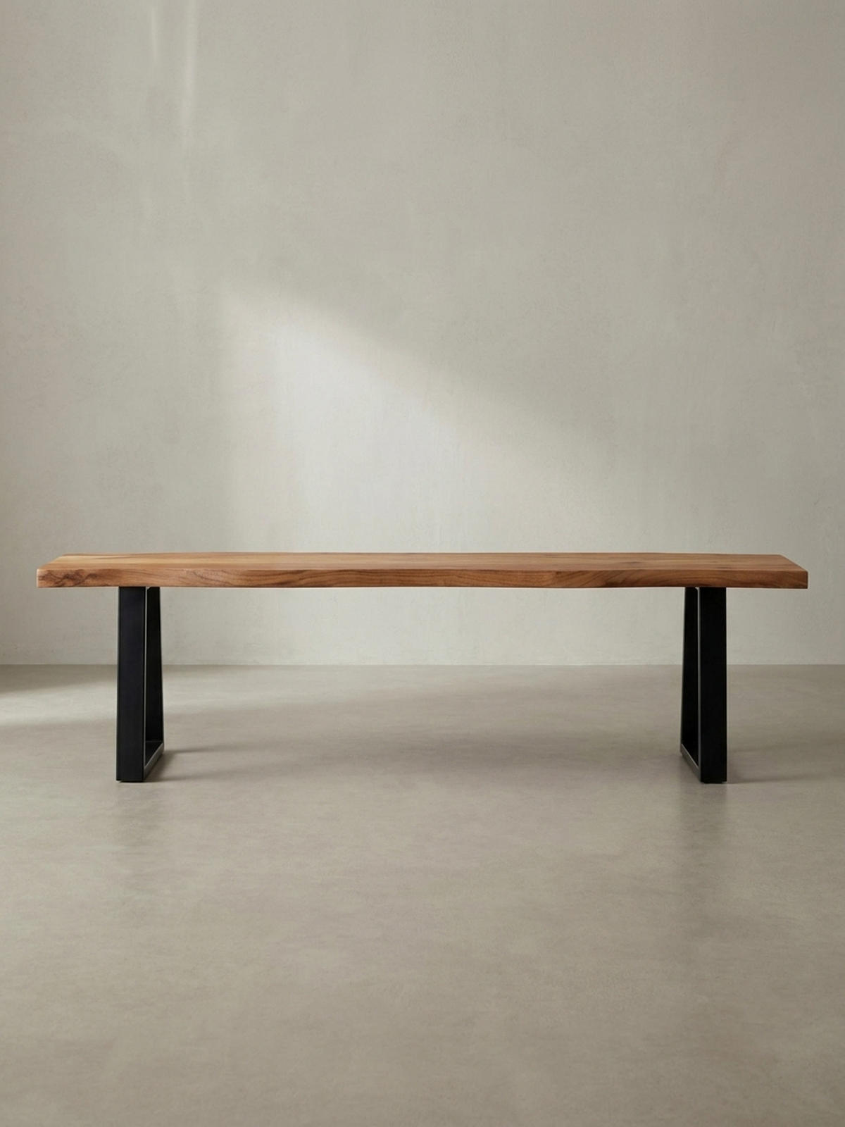 ESSZIMMERBANK Massivholz Metall Baumkante ohne Lehne, Akazie 160x40x46 cm - Schwarz/Braun, Holz/Metall (160/46/40cm) - KADIMA DESIGN