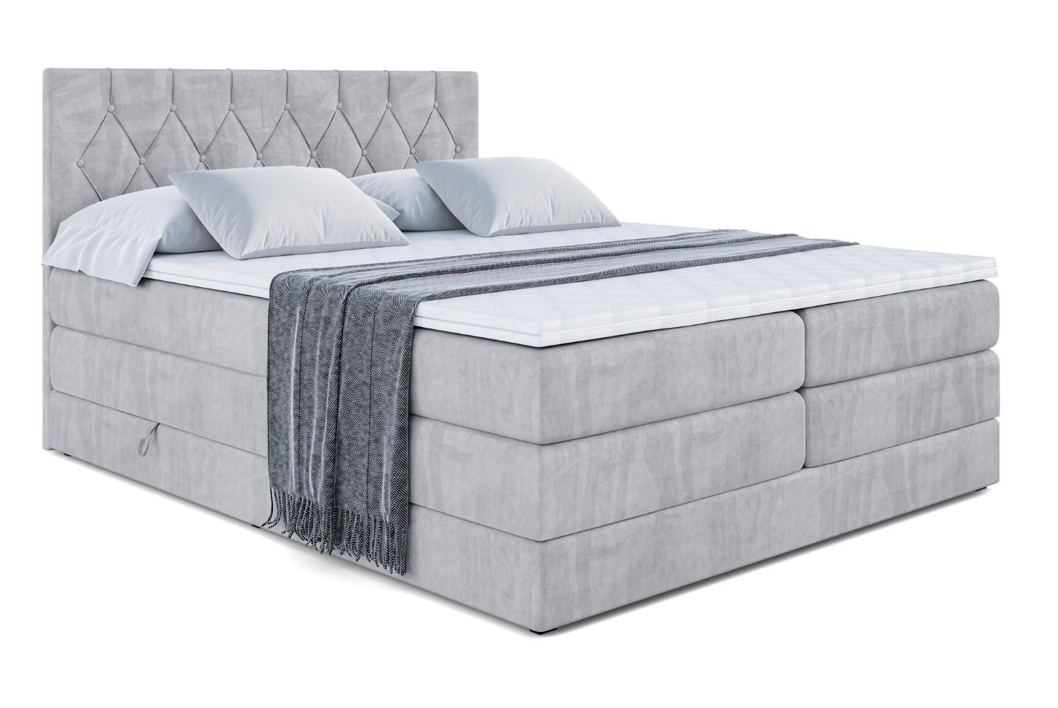 BOXSPRINGBETT VELANTO-BZ KING - 120 x 200 - H3/H4 - Hellgrau - Hellgrau, Holzwerkstoff (120/200cm) - ALTDECOR
