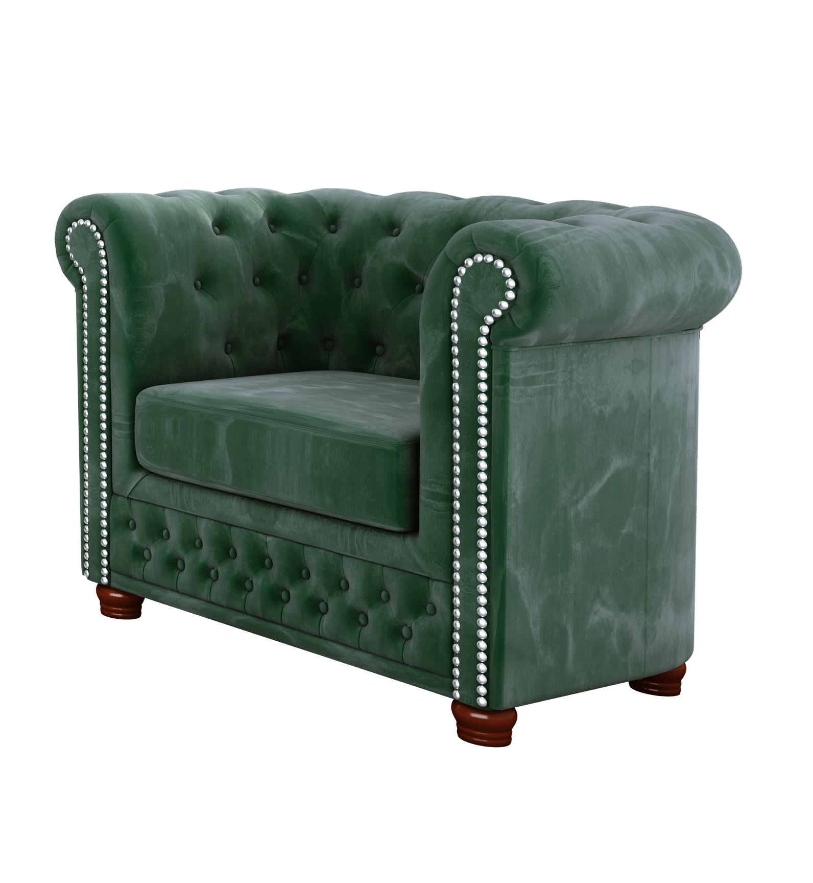 S-Style CHESTERFIELD KŘESLO Lauren ze zeleného sametu