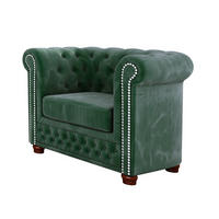 CHESTERFIELD-SESSEL Lauren Flasche grün Samt - Smaragdgrün/Braun, Holz/Textil (94/72/86cm) - S-Style Möbel