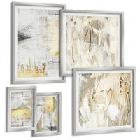BILDER SET 5er Set - 50x50 cm & 20x30 cm & 40x60 cm Silberner Rahmen - Abstrakte minimalistische Muster - Silberfarben, Kunststoff (40/60cm) - TULUP