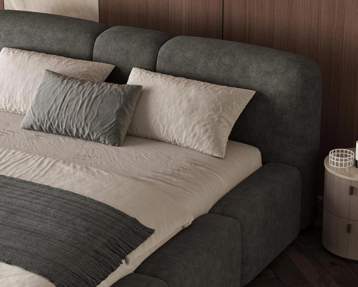 POLSTERBETT Monte 160x200 cm mit stabilem Metallrahmen, Bettkasten und Stauraum, Doppelbett mit Kopfteil - Perfect Harmony Anthrazit - Anthrazit, Holzwerkstoff (160/200cm) - Chilly
