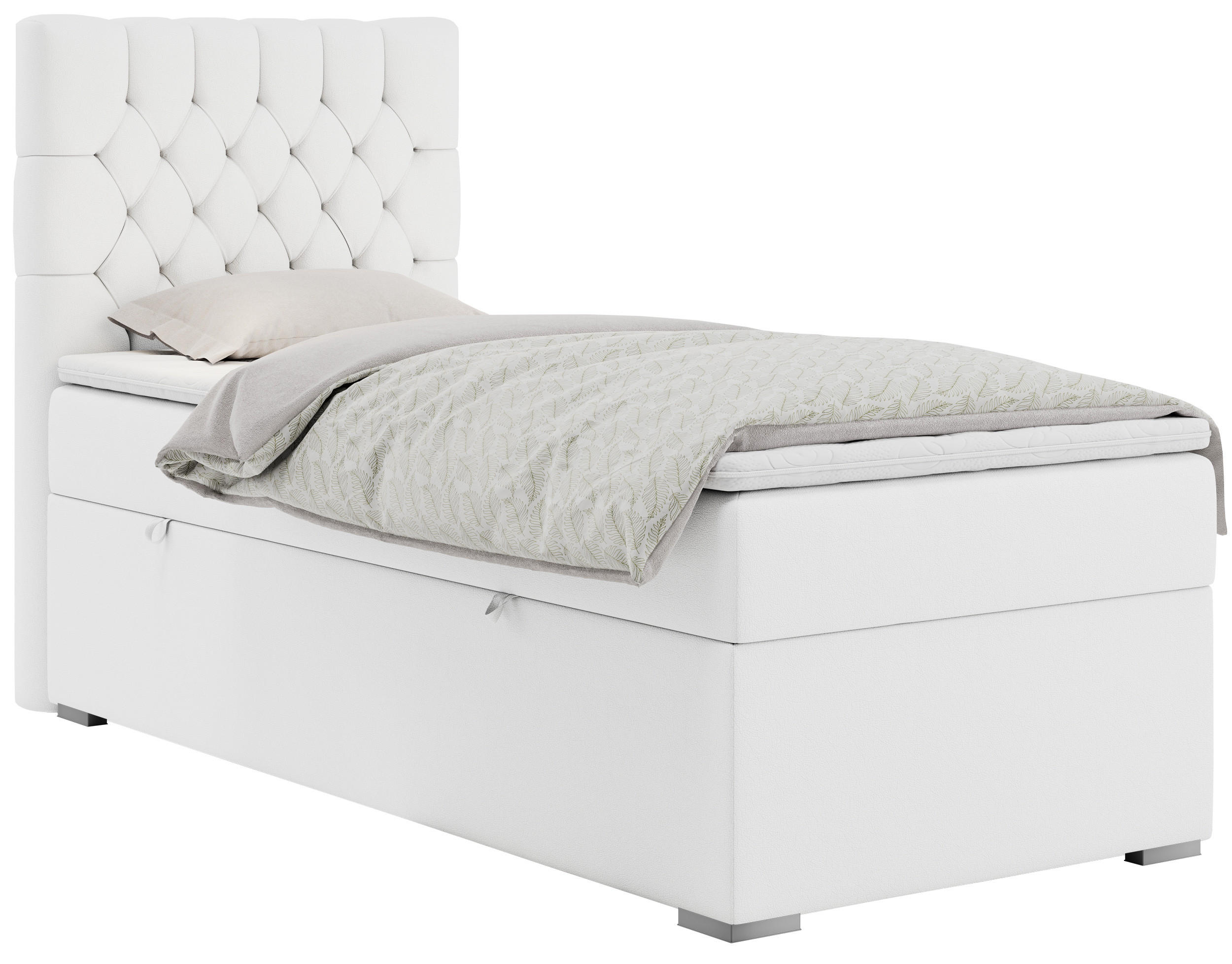 BOXBETT PERA 90/200 Weiß Kunstleder - H3 - Links Seite - Weiß, Holz/Textil (90/200cm) - MKS