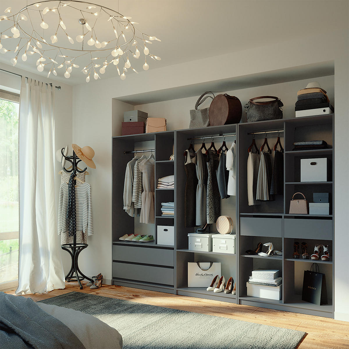 ŠATNÍKOVÁ SKRIŇA Elmo antracitová - antracitová, kompozitné drevo (280/200/50cm) - Vicco