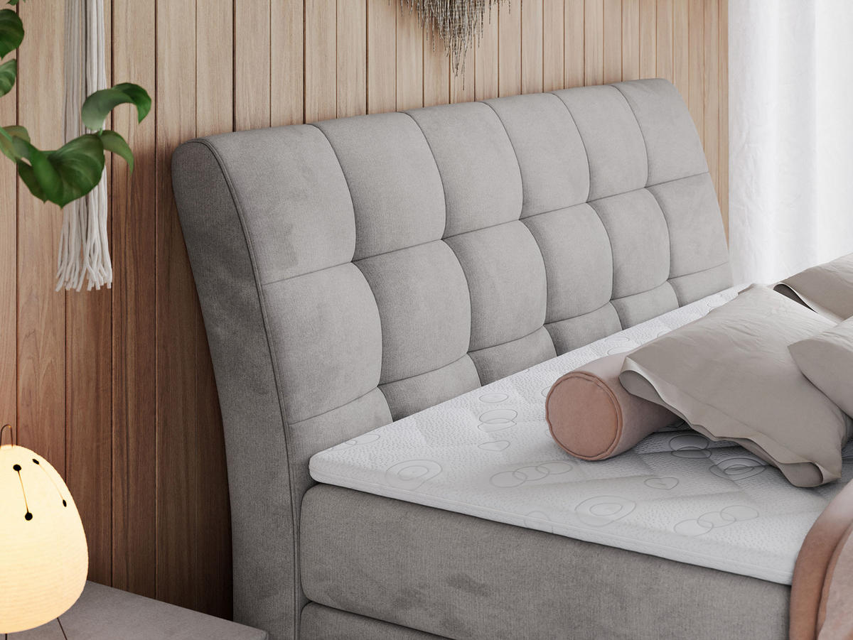 BOXSPRINGBETT GOLD-10 KING 120/200 Hellgrau Velvet - H3 - Hellgrau, Holz/Textil (120/200cm) - MKS