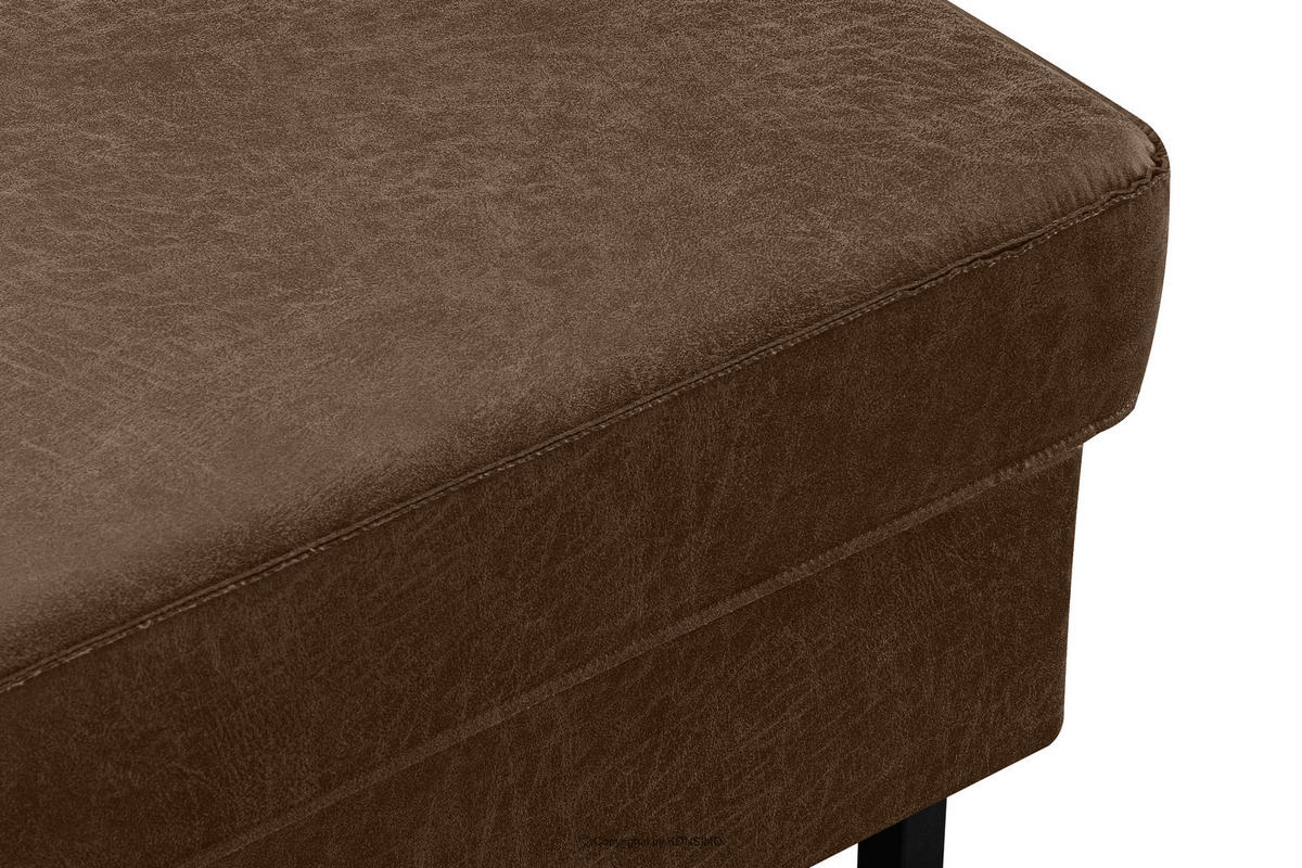 HOCKERSTUHL INVIA auf hohen Metallbeinen vintage, Lederoptik-Stoff, Dunkelbraun - Dunkelbraun/Schwarz, Textil (93/48/70cm) - KONSIMO®