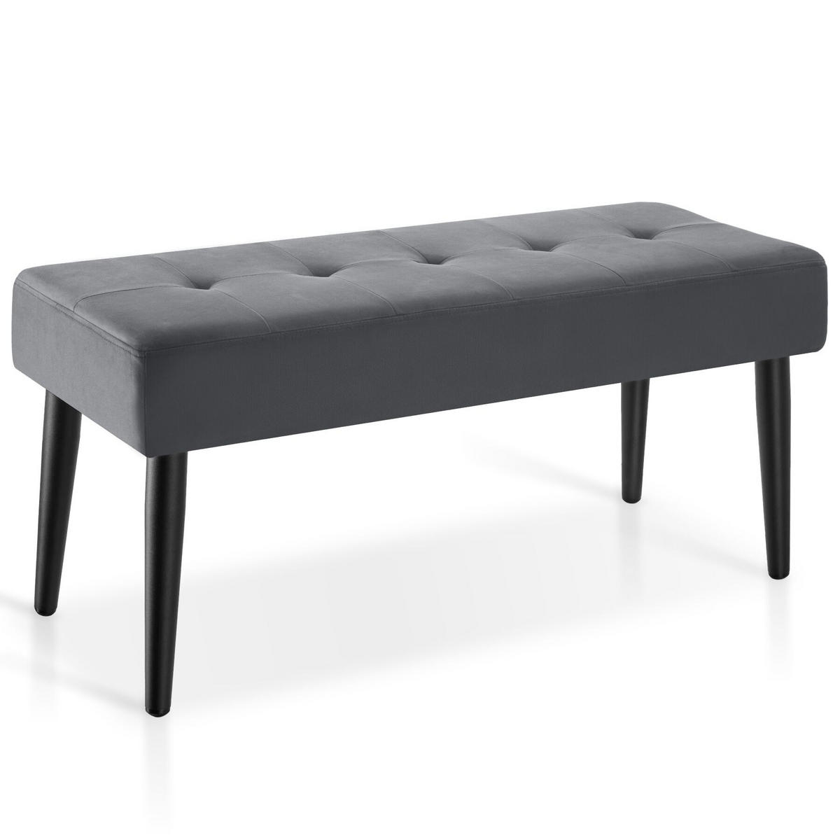 SITZBANK Glora, Belastbarkeit 220 kg, 95 x 38 x 45 cm, Samtoptik grau - Samtahornfarben, Holz (95/45/38cm) - tectake